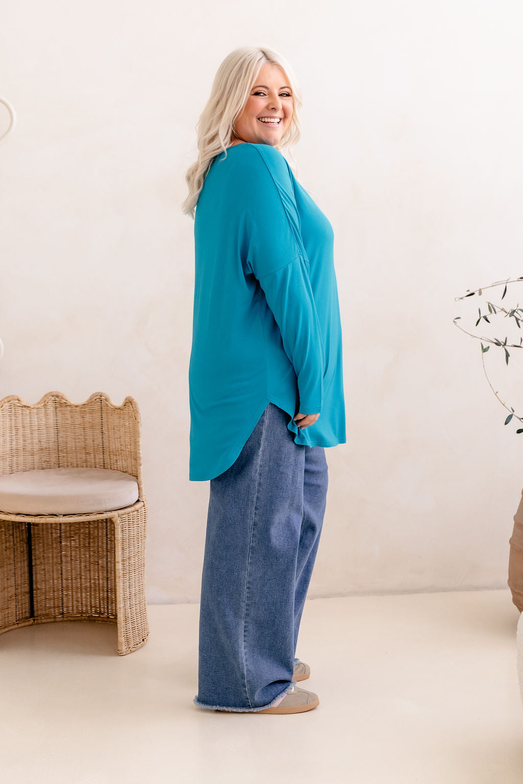 Jasper Jersey Top in Turquoise