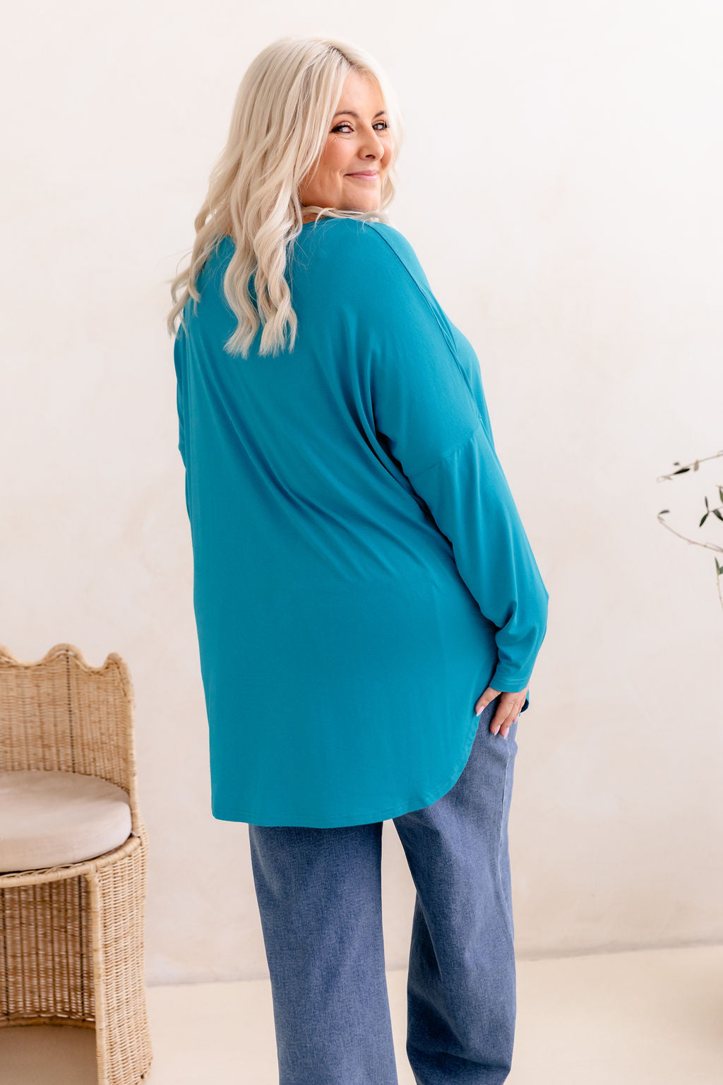 Jasper Jersey Top in Turquoise