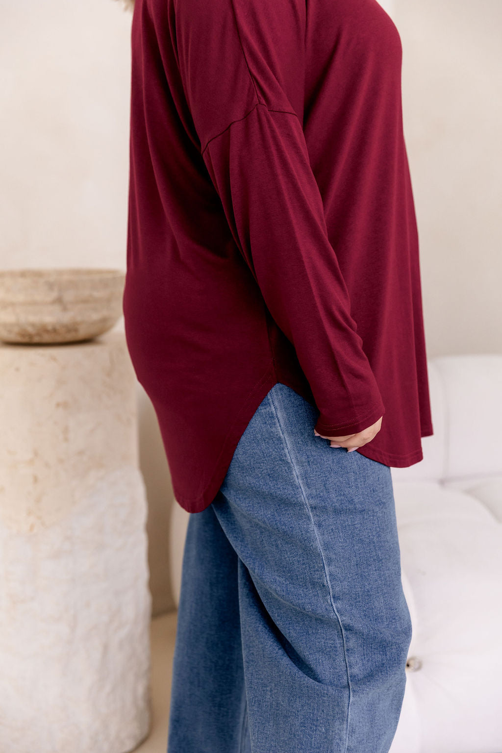 Jasper Jersey Top in Burgundy