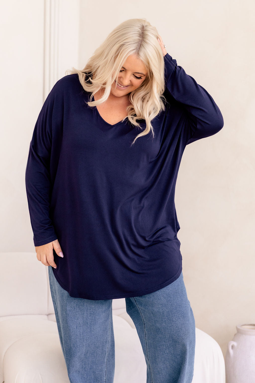 Jasper Jersey Top in Navy