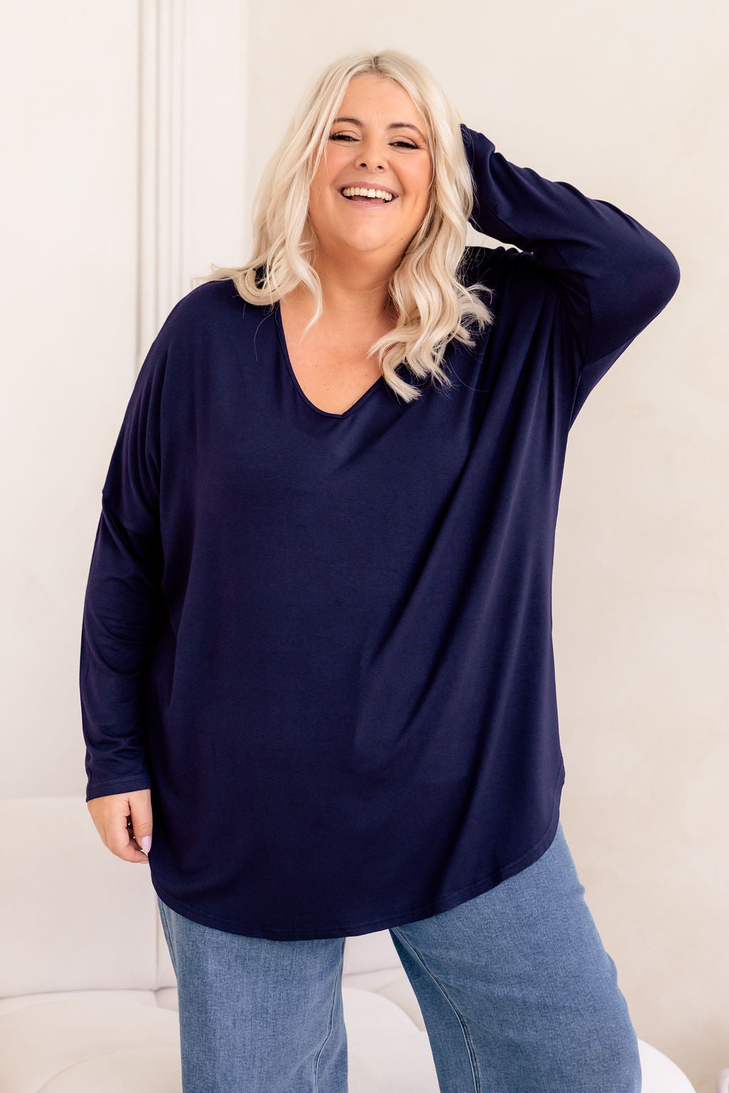 Jasper Jersey Top in Navy