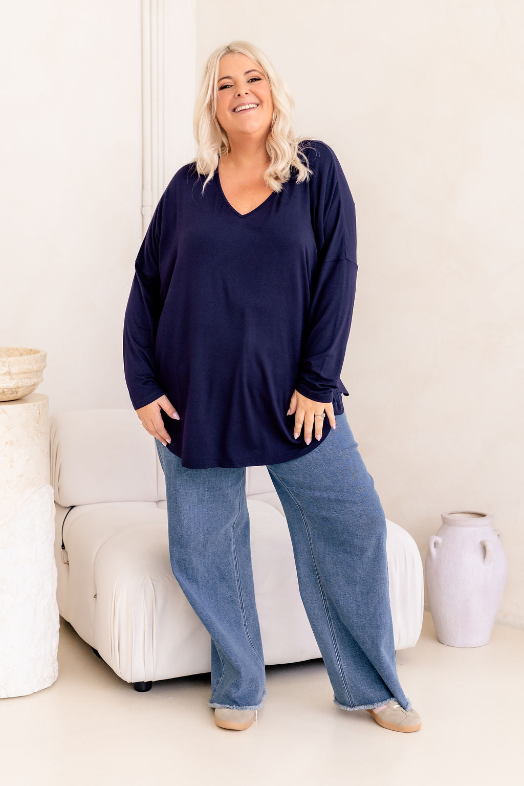 Jasper Jersey Top in Navy
