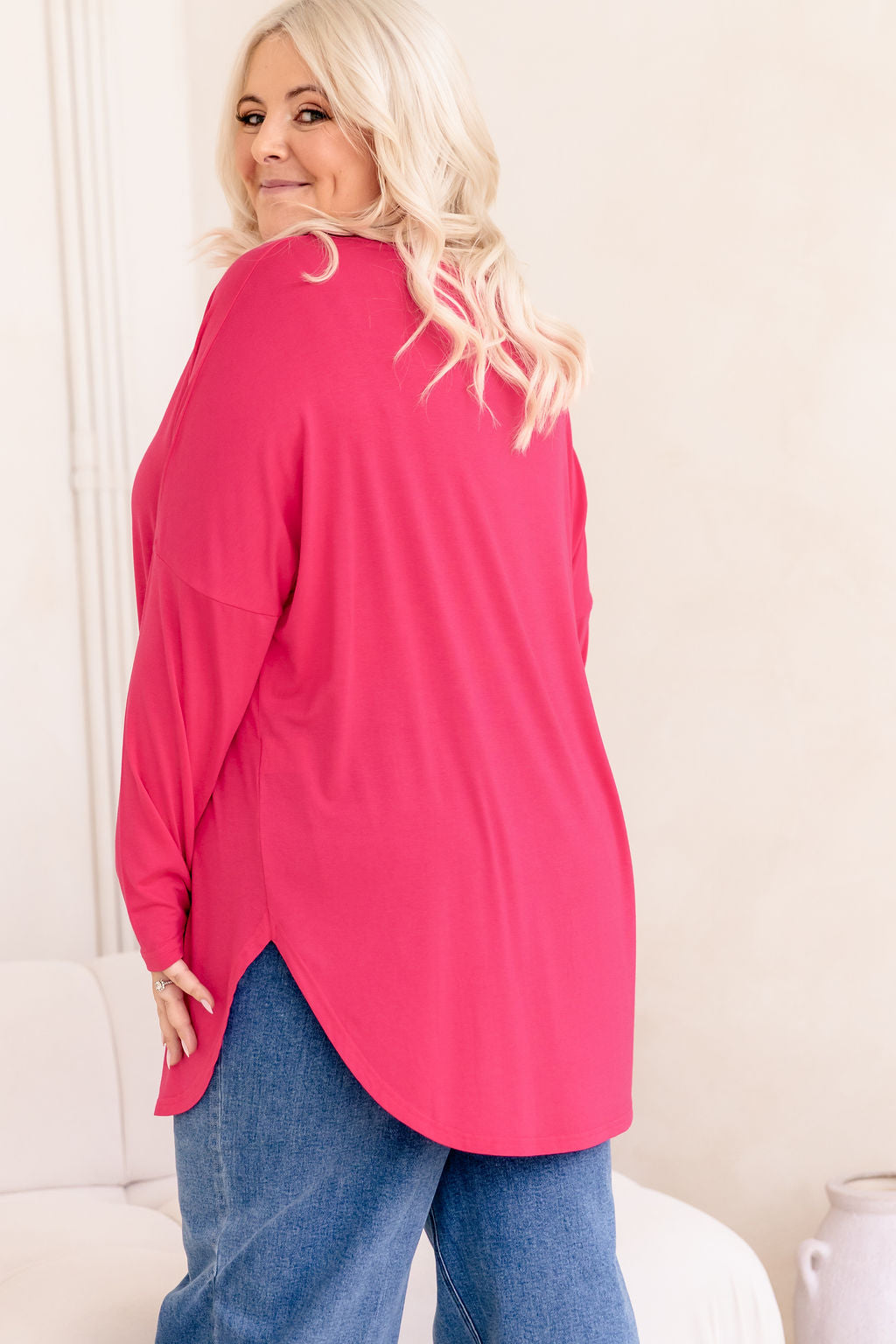 Jasper Jersey Top in Hot Pink