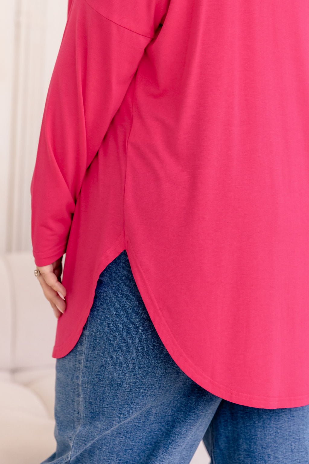 Jasper Jersey Top in Hot Pink