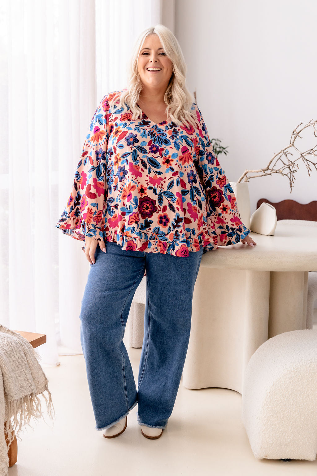 Natalie Long Sleeve Top in Jardin