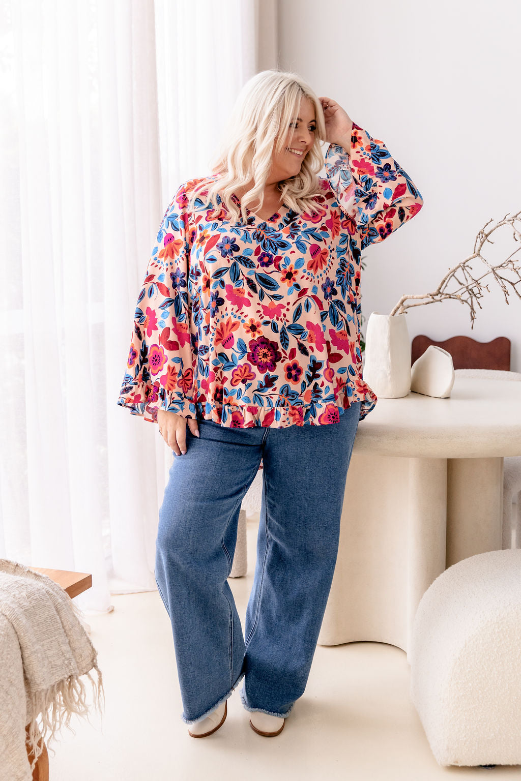 Natalie Long Sleeve Top in Jardin