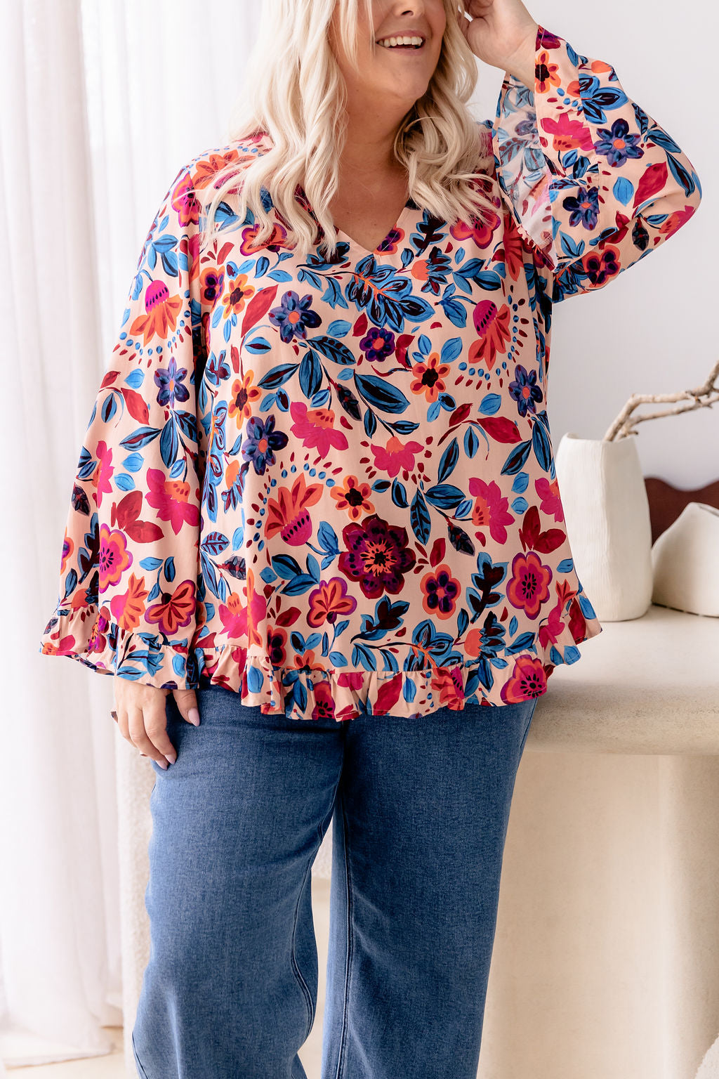 Natalie Long Sleeve Top in Jardin