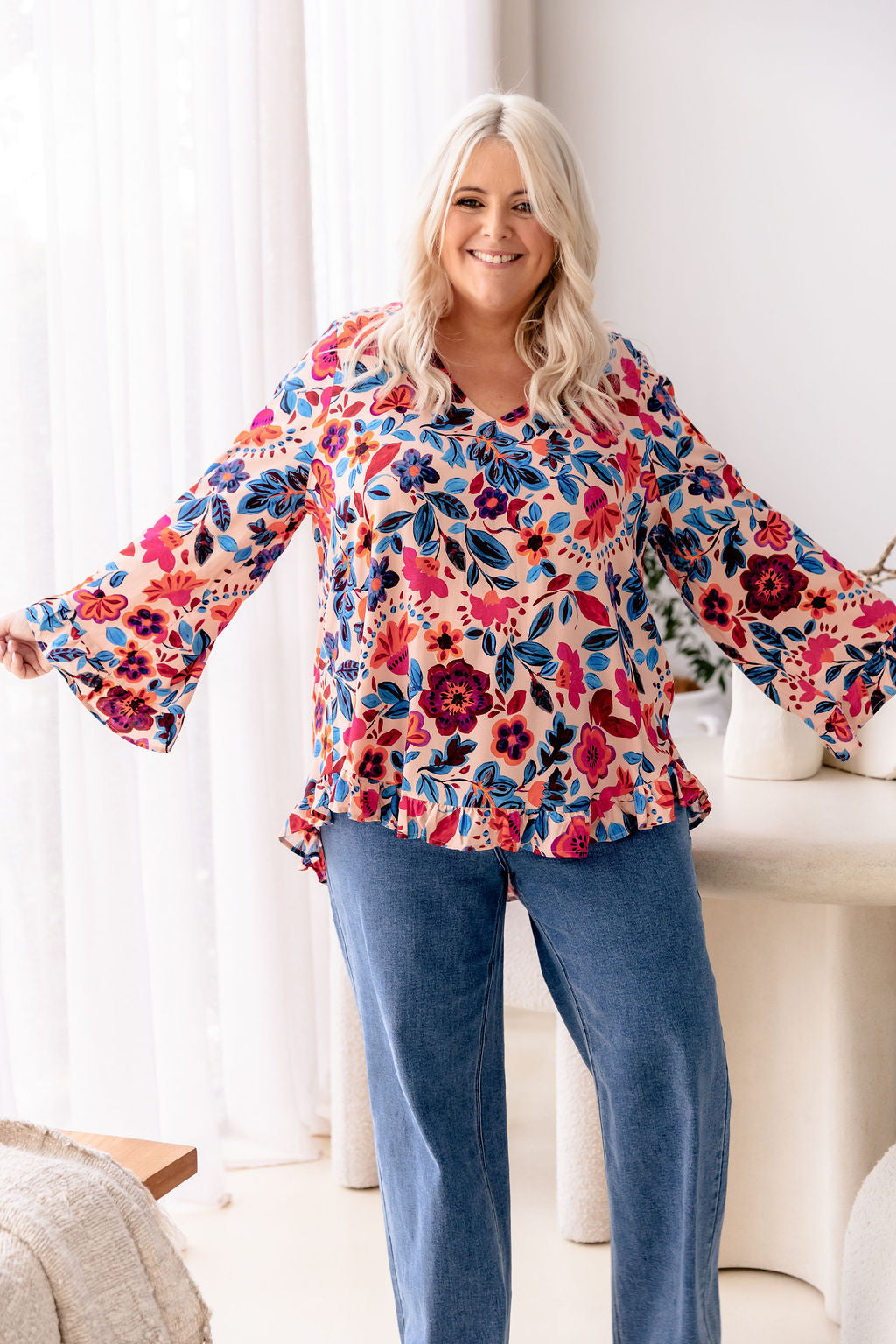 Natalie Long Sleeve Top in Jardin
