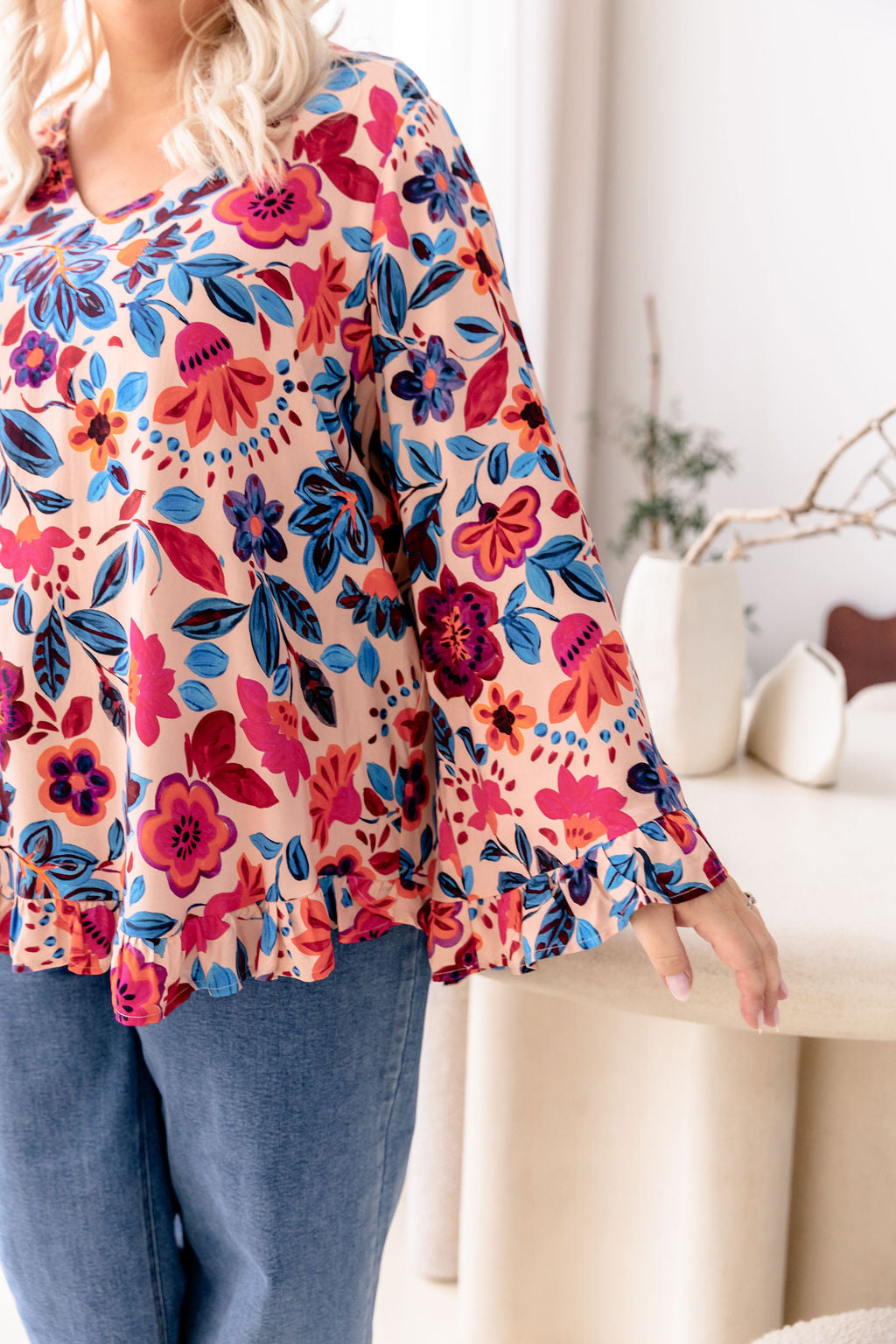 Natalie Long Sleeve Top in Jardin