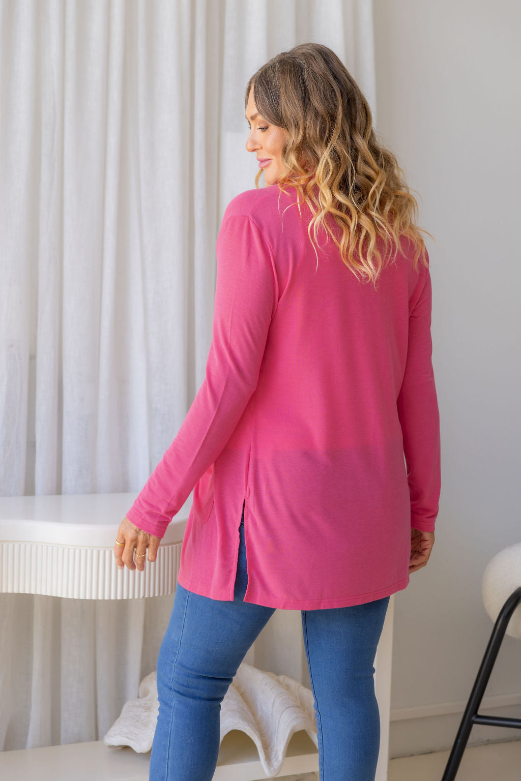 Jane Cardi Short Length in Hot Pink