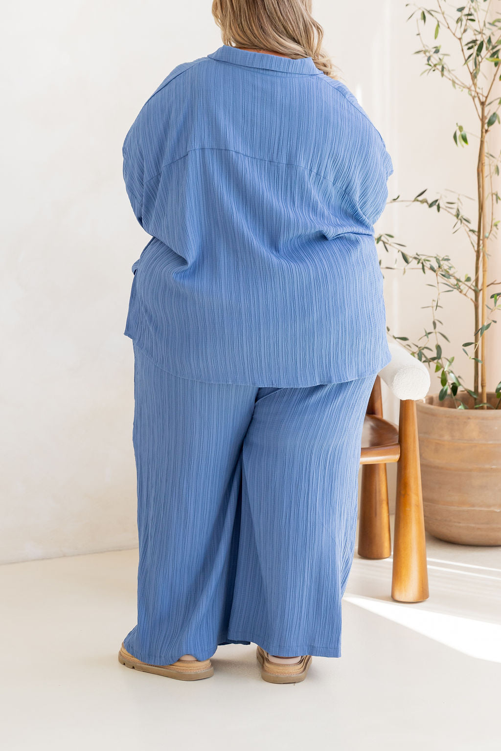 Gina Pant in Textured Denim Blue