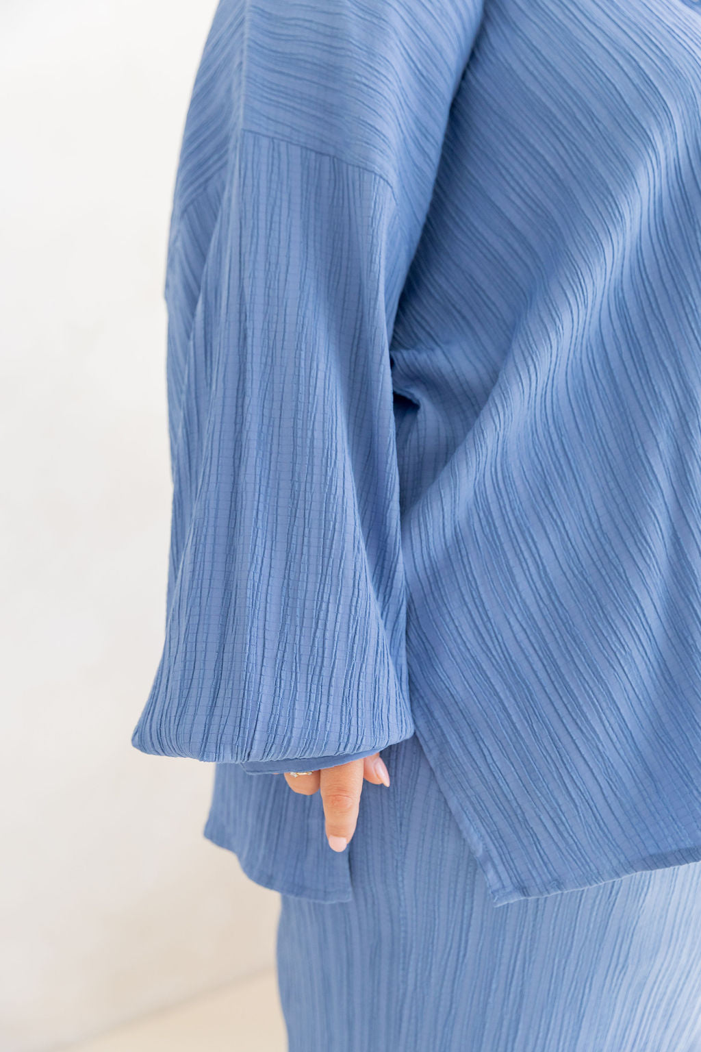 Camille Shirt in Textured Denim Blue