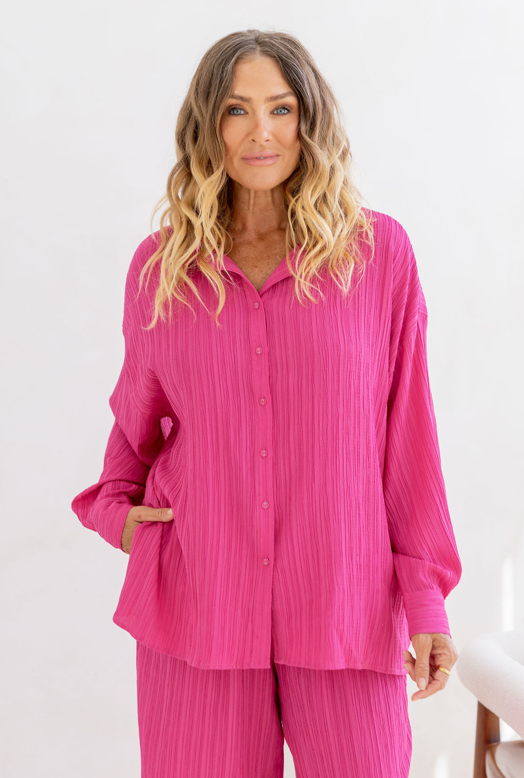 Camille Shirt in Hot Pink