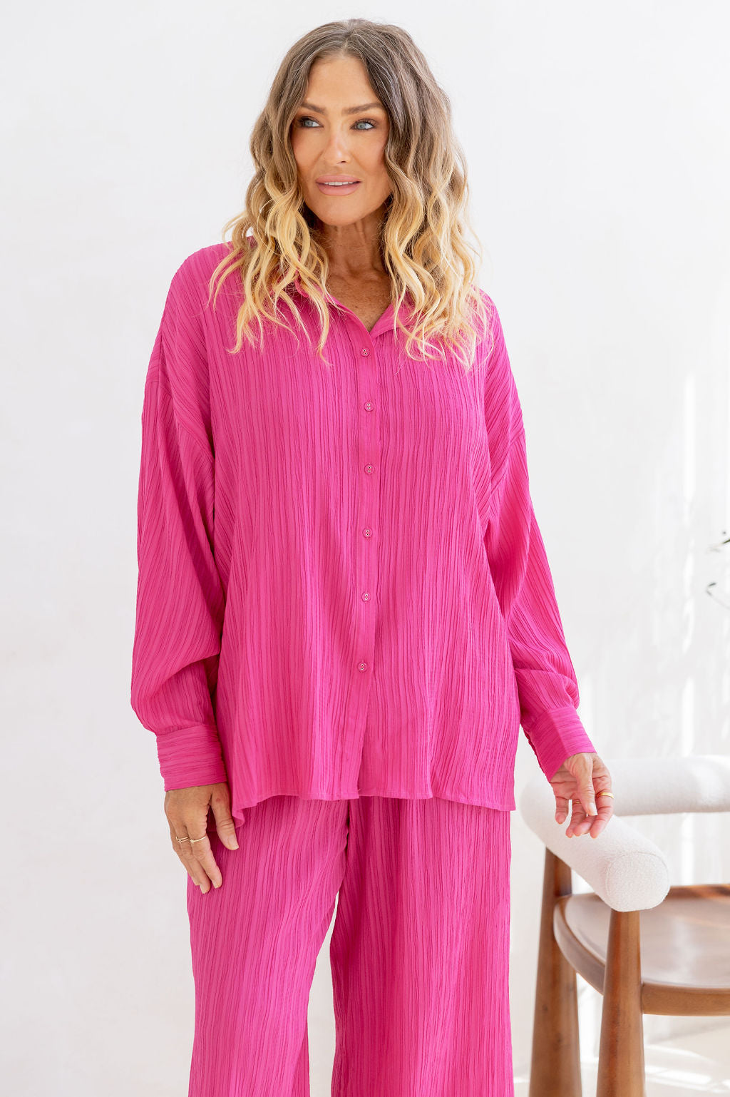 Camille Shirt in Hot Pink