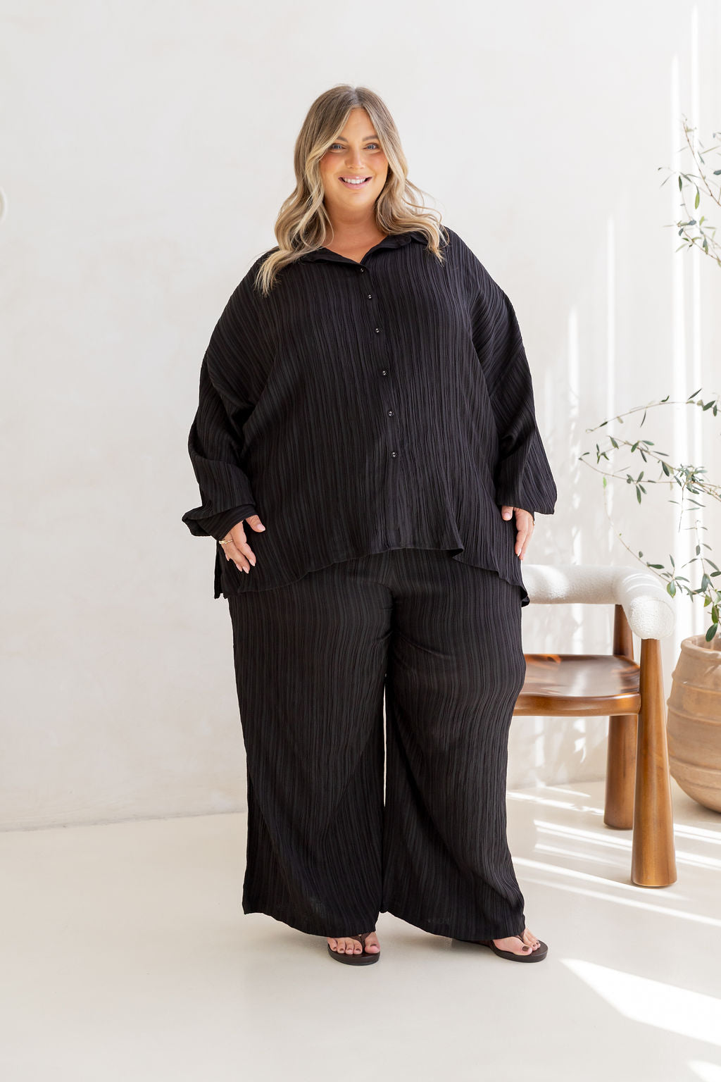 Camille Shirt in Textured Black