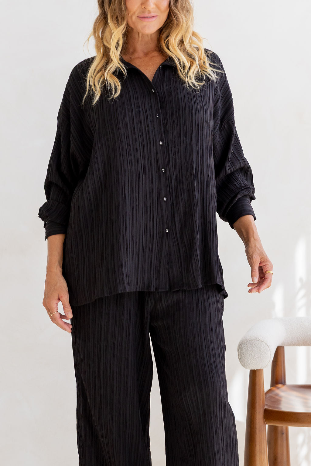 Camille Shirt in Textured Black