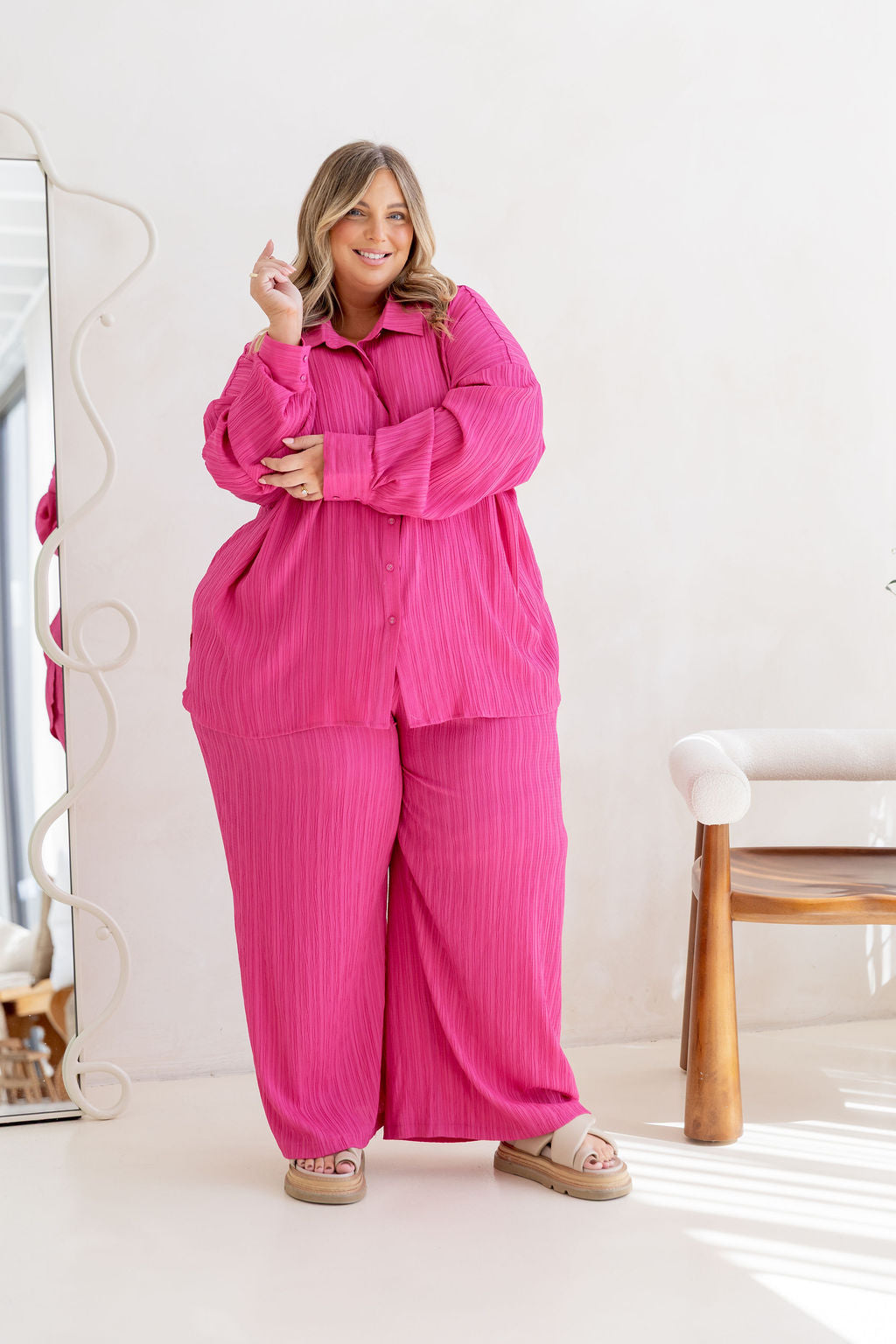 Camille Shirt in Hot Pink