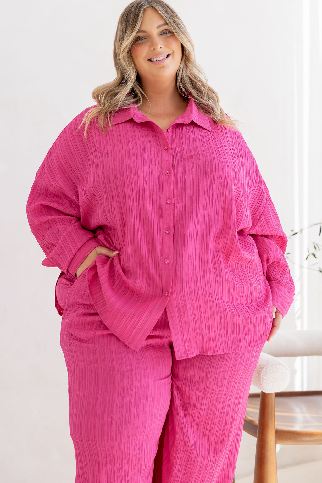 Camille Shirt in Hot Pink