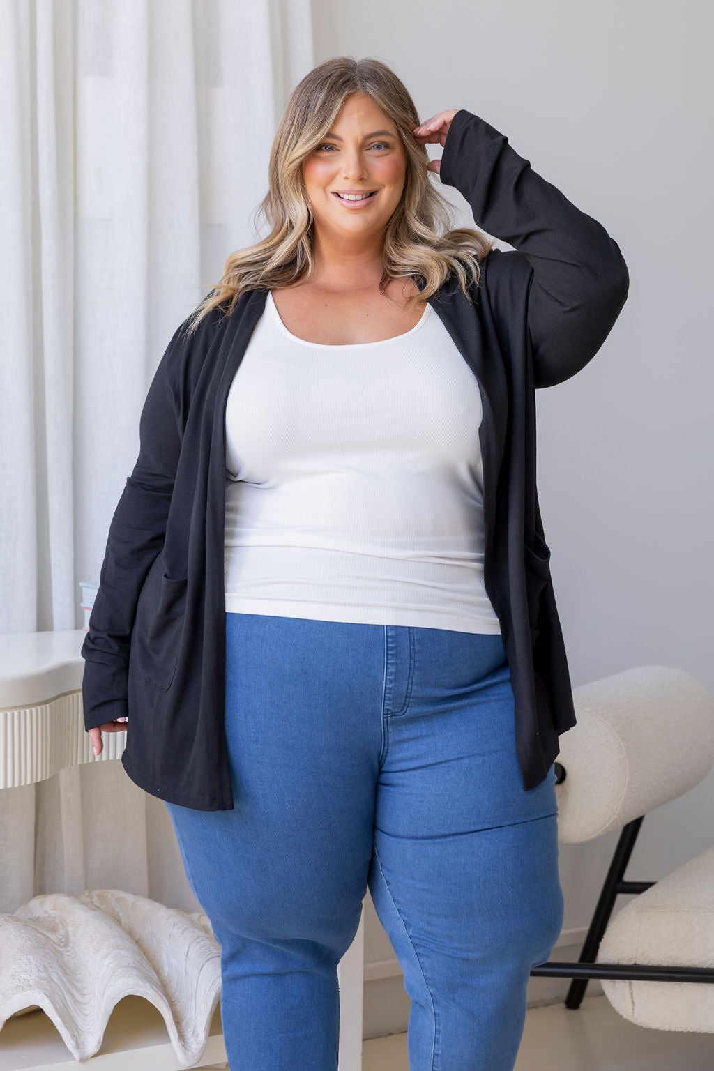 Jane Cardi Short Length in Black
