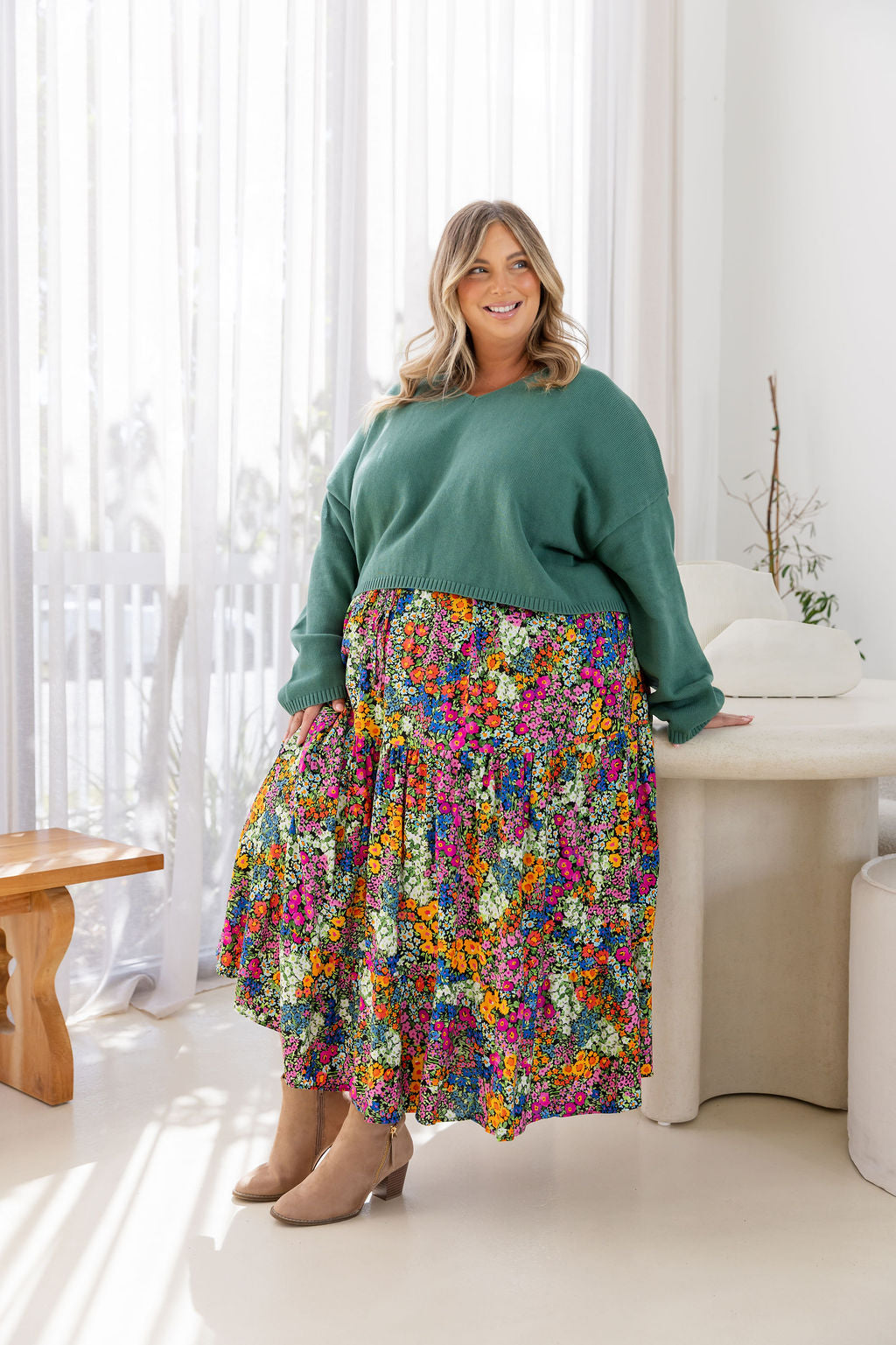 Blakely Crop Knit in Leaf Green