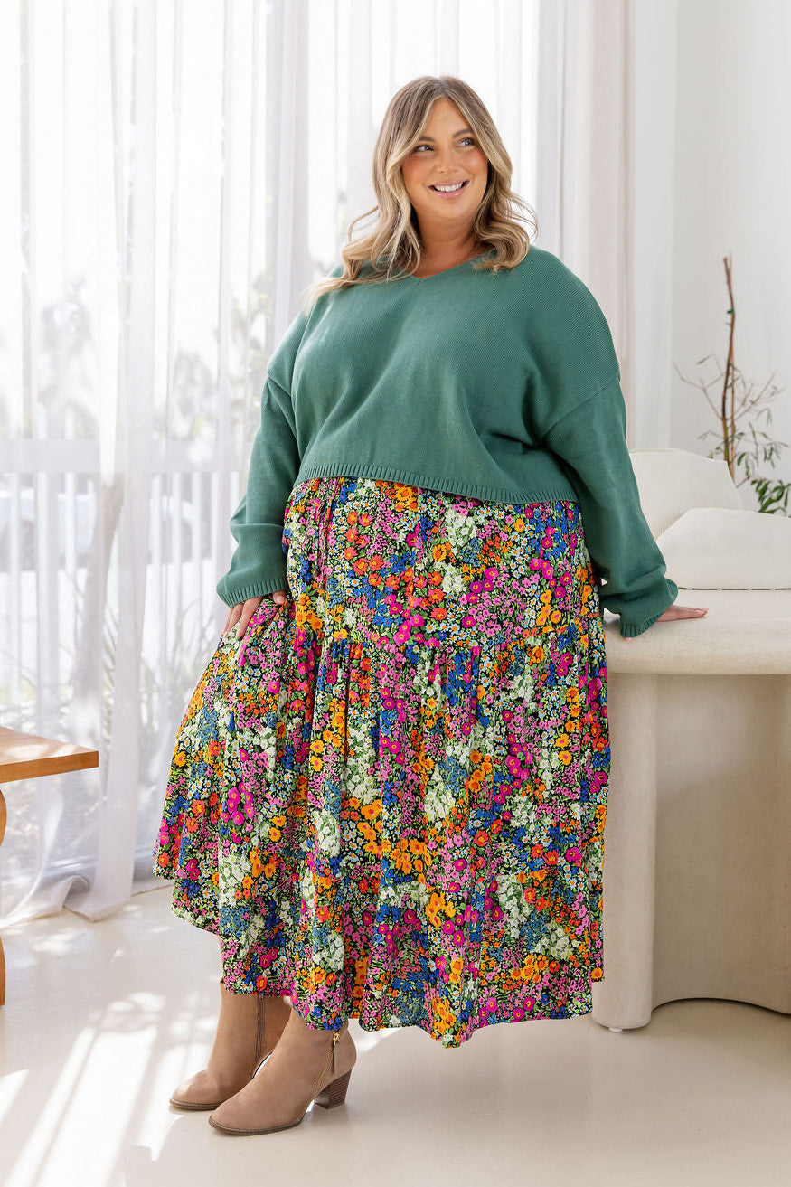 Carrie Skirt in Flower Field Dawn