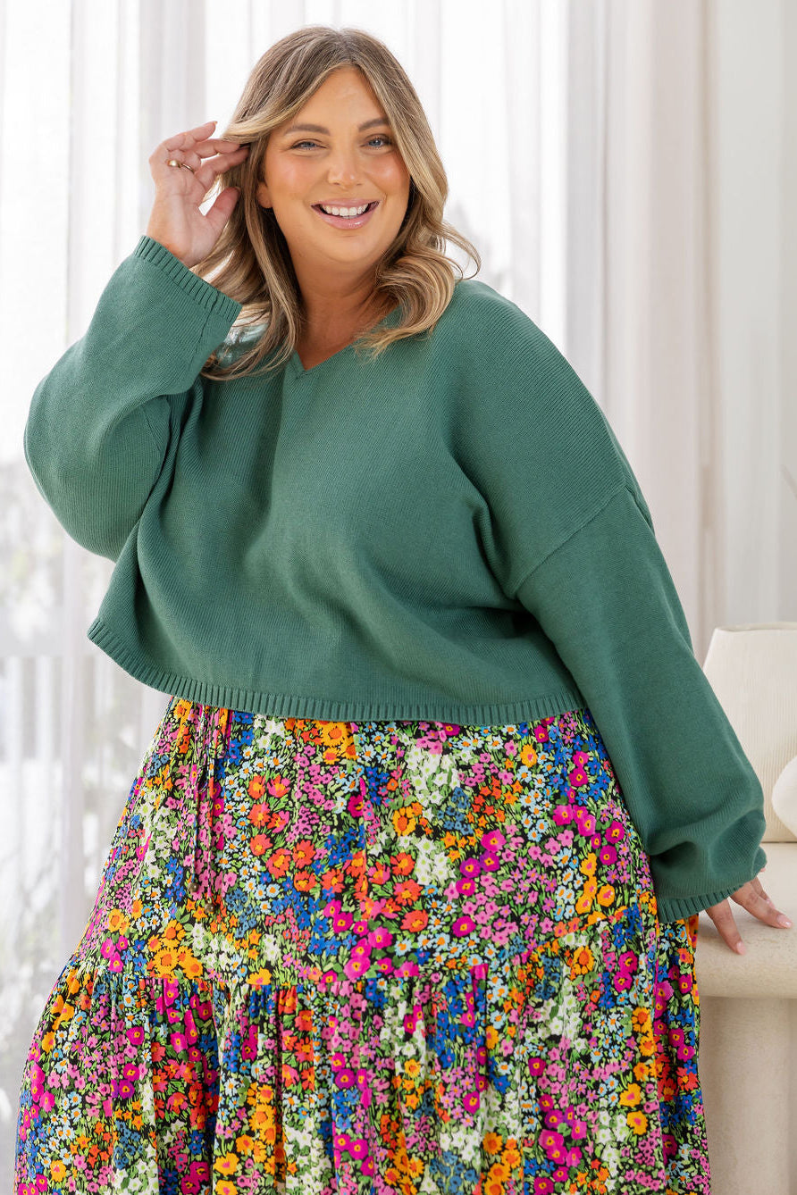 Blakely Crop Knit in Leaf Green