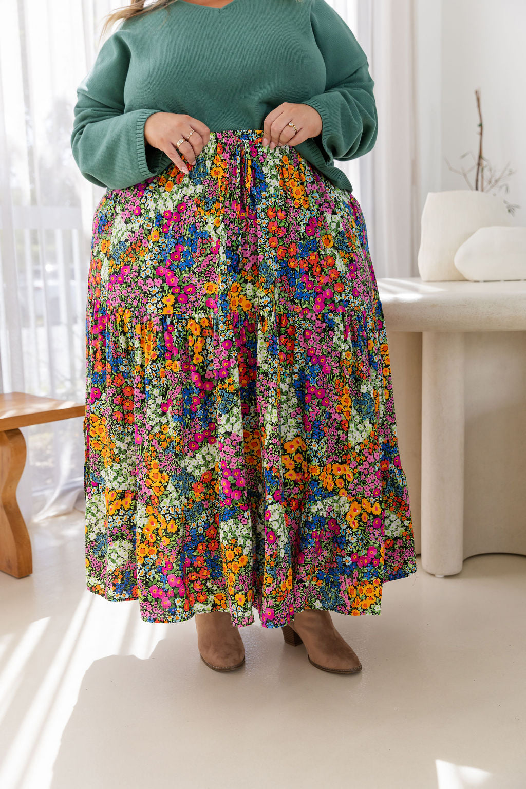 Carrie Skirt in Flower Field Dawn