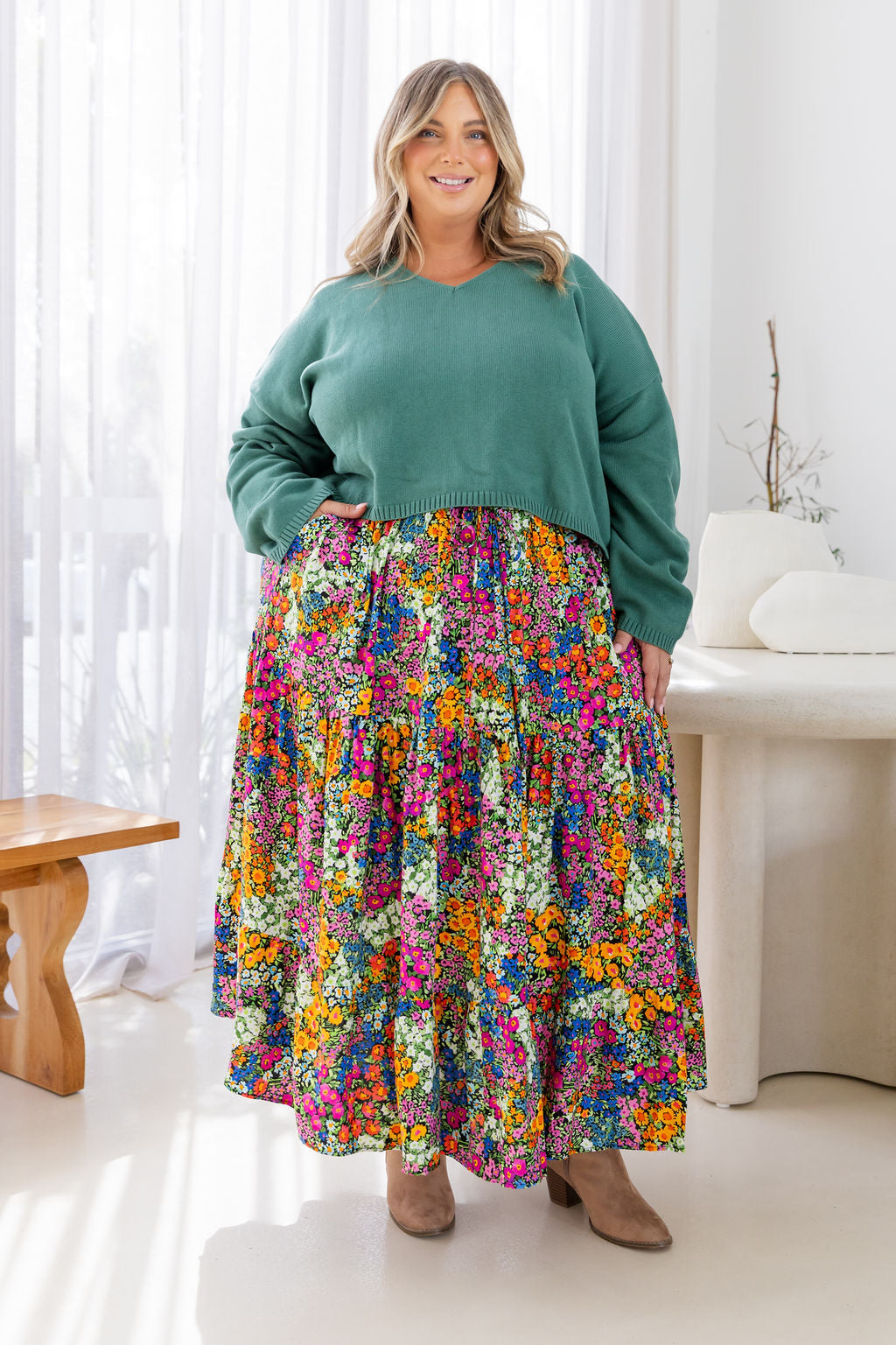 Carrie Skirt in Flower Field Dawn