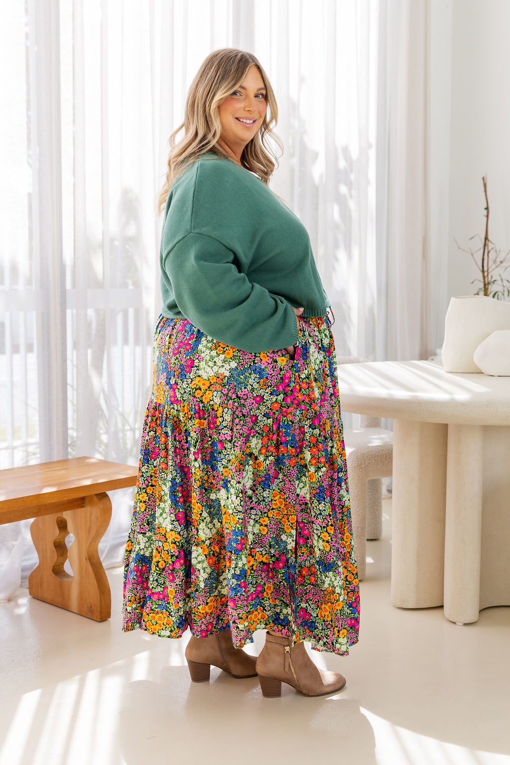 Carrie Skirt in Flower Field Dawn