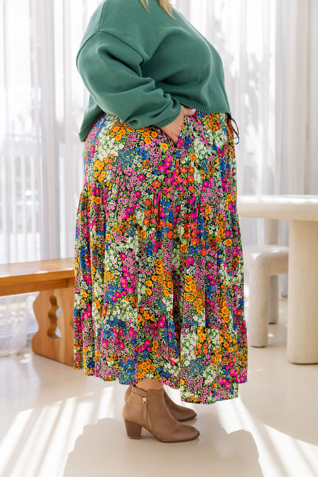 Carrie Skirt in Flower Field Dawn