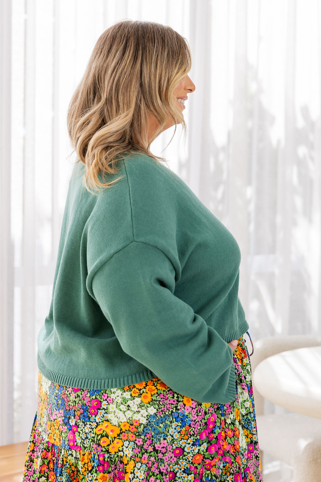 Blakely Crop Knit in Leaf Green