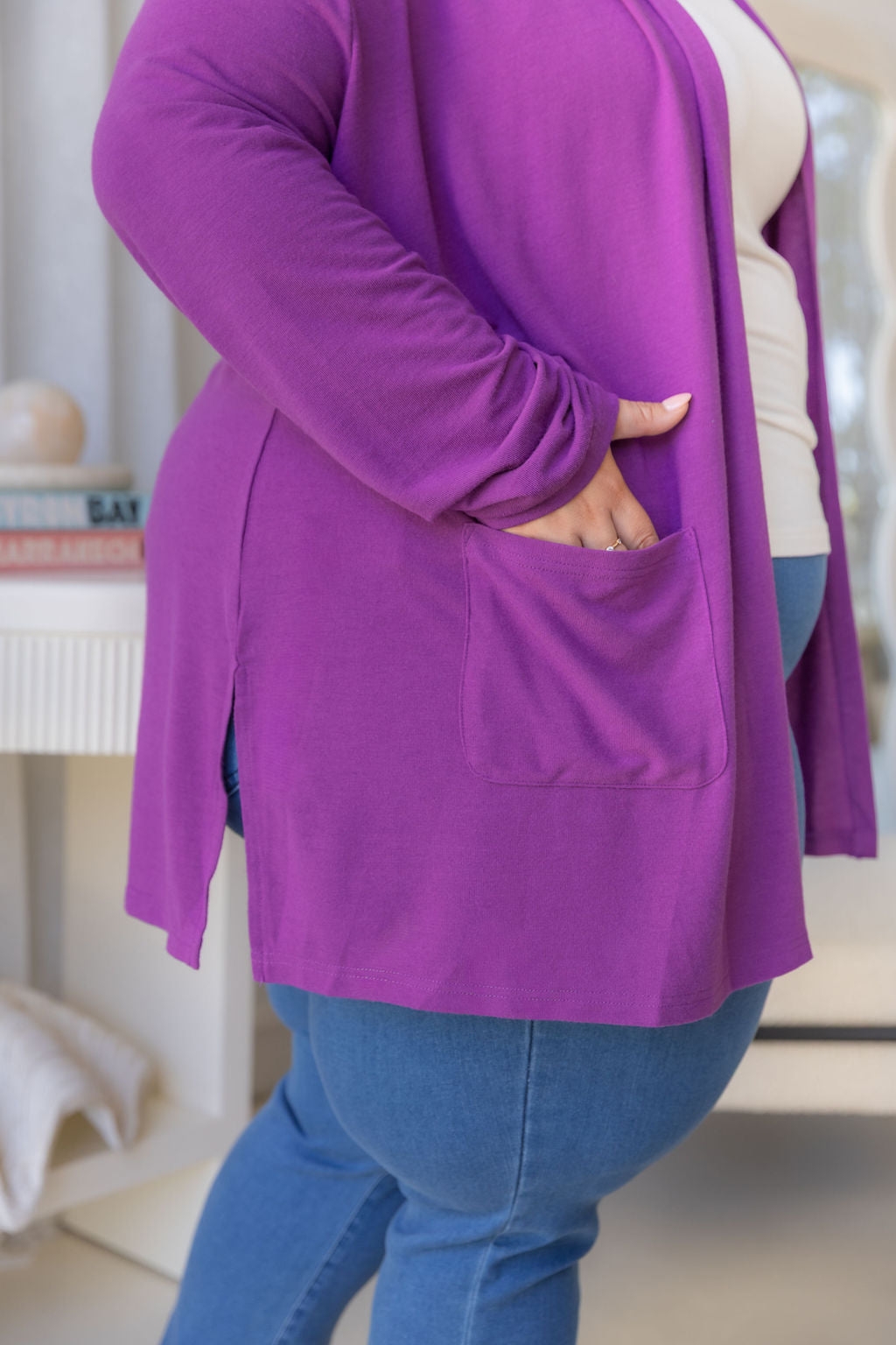 Jane Cardi Short Length in Purple
