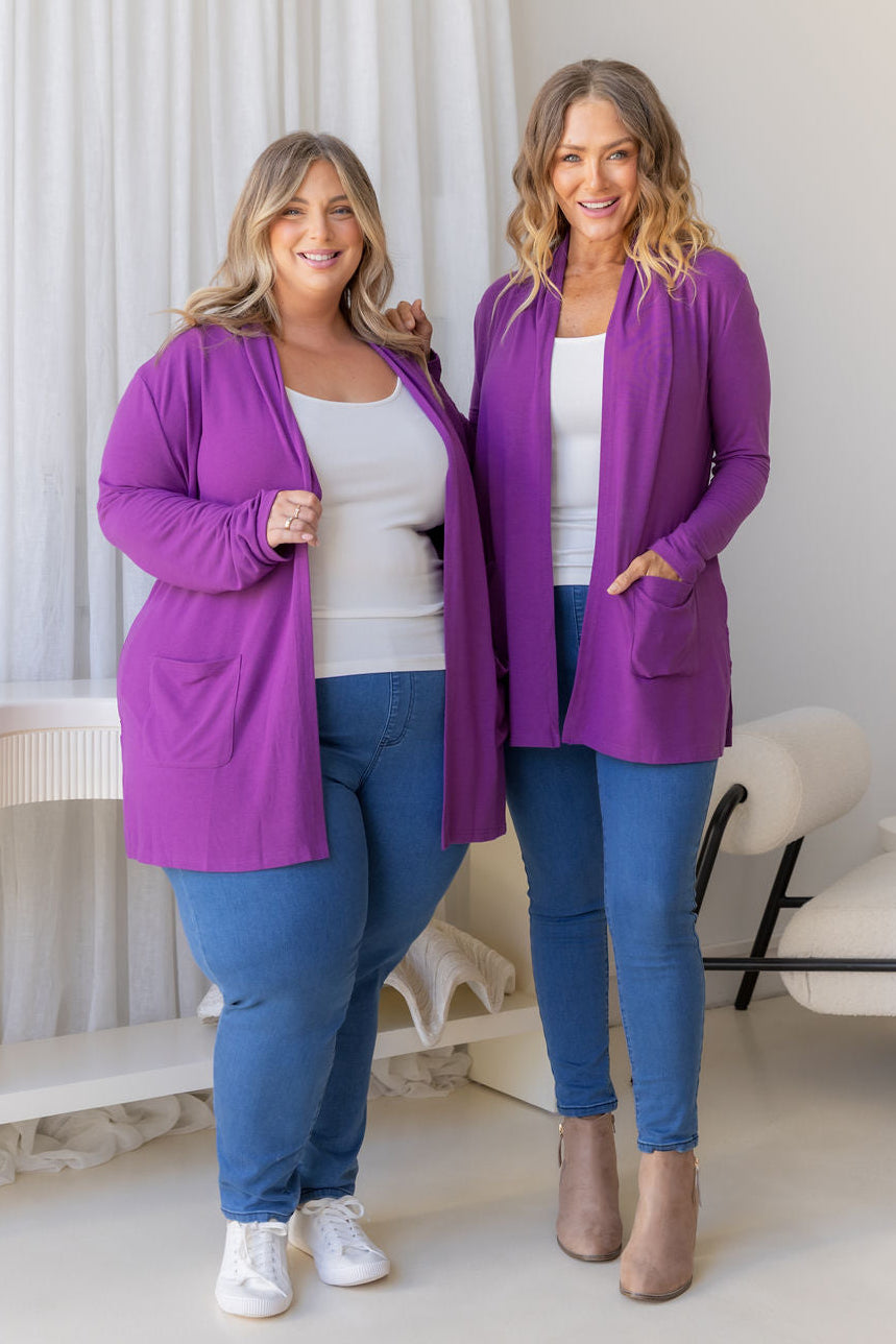 Jane Cardi Short Length in Purple