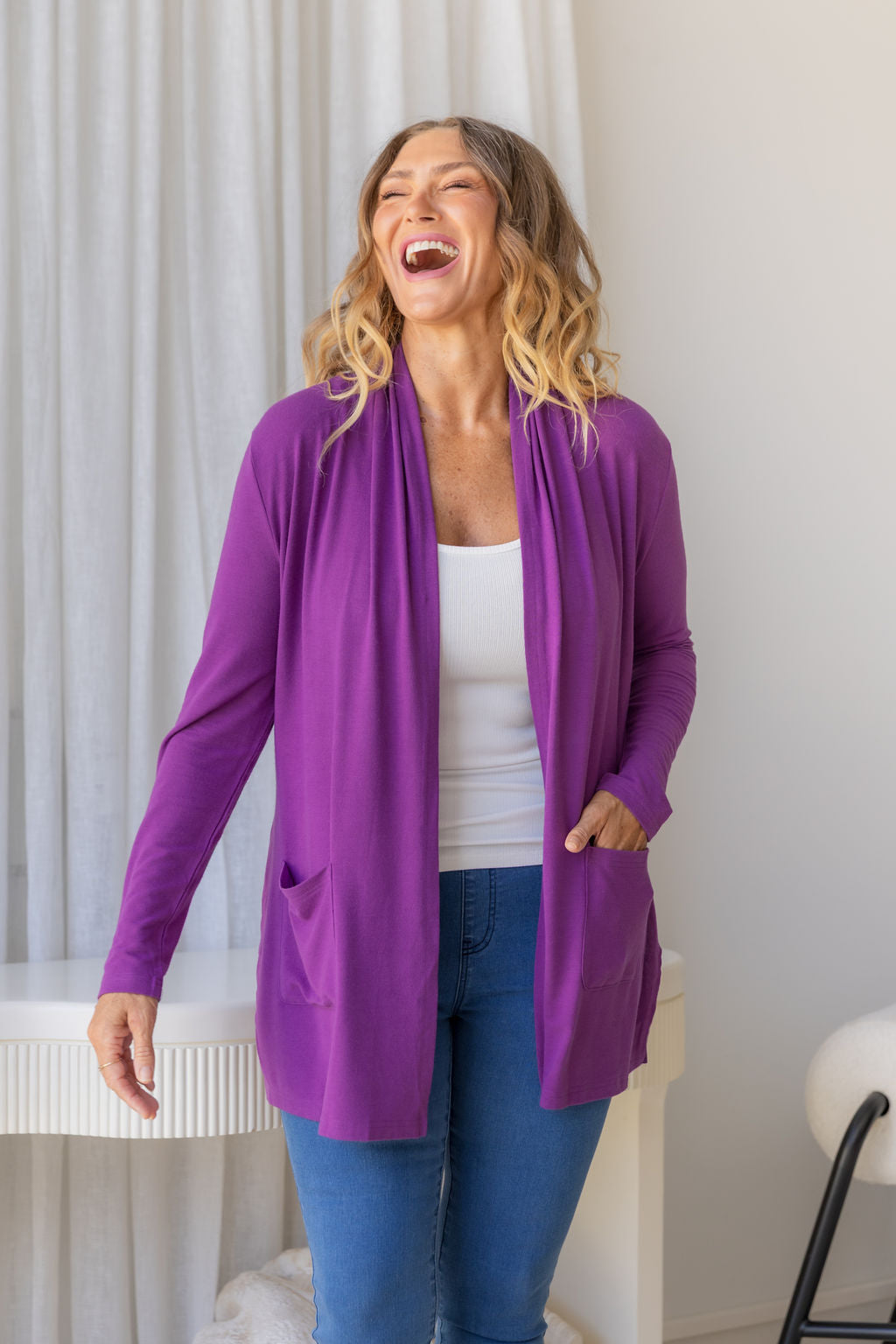 Jane Cardi Short Length in Purple