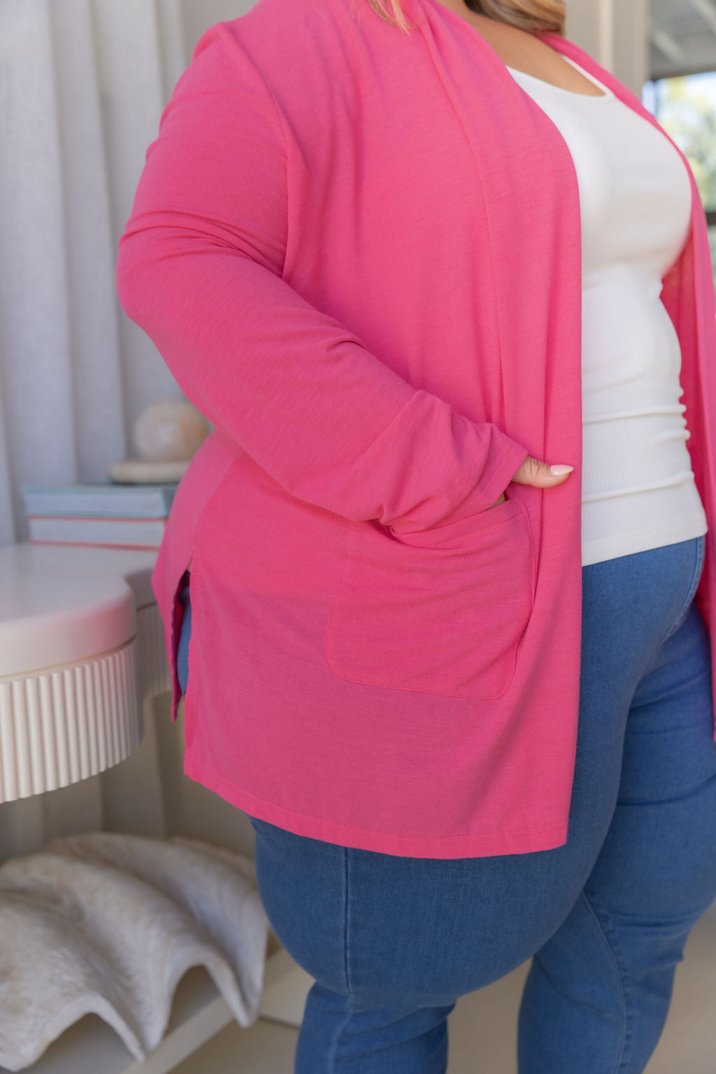 Jane Cardi Short Length in Hot Pink