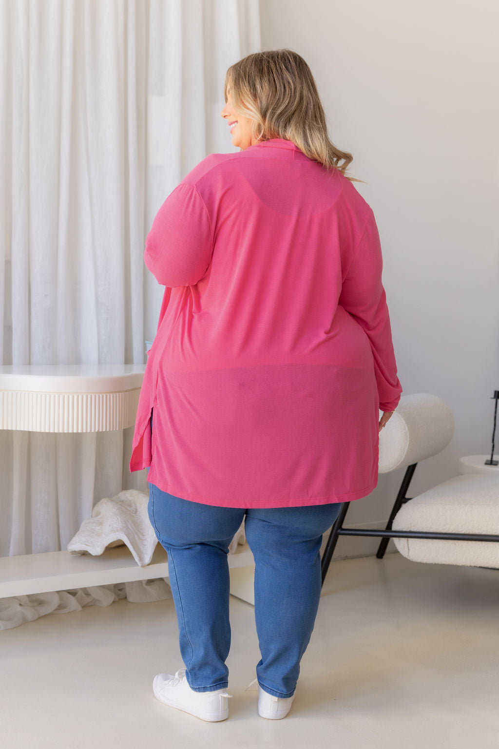 Jane Cardi Short Length in Hot Pink
