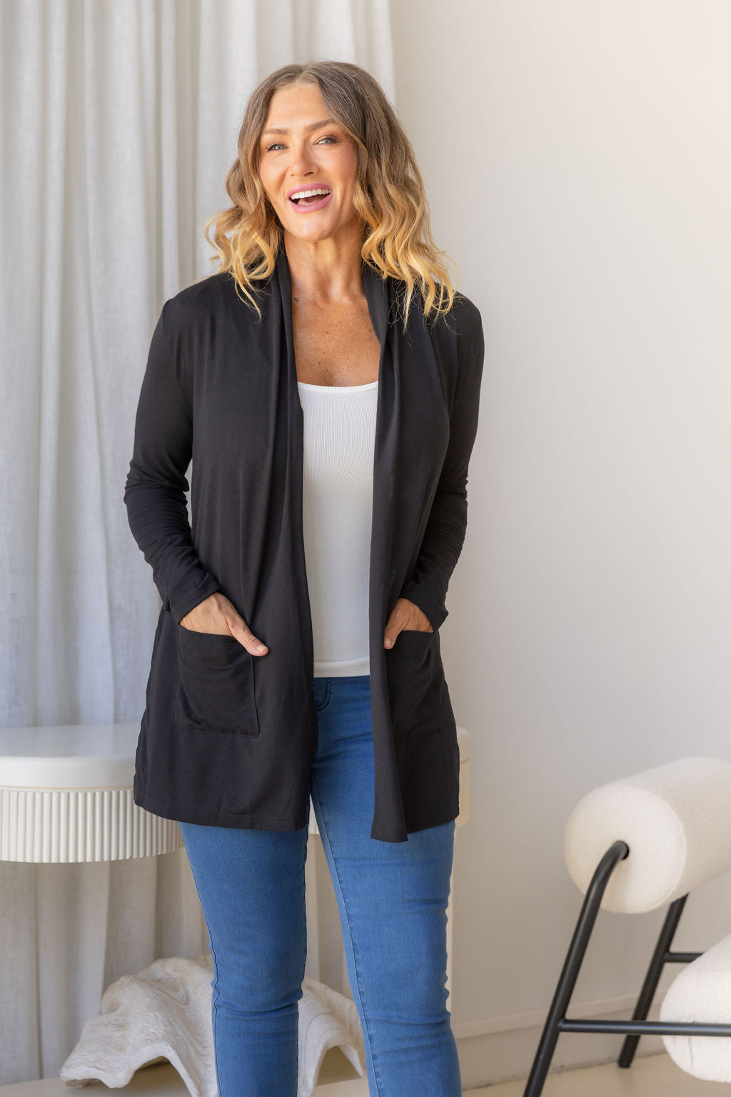 Jane Cardi Short Length in Black