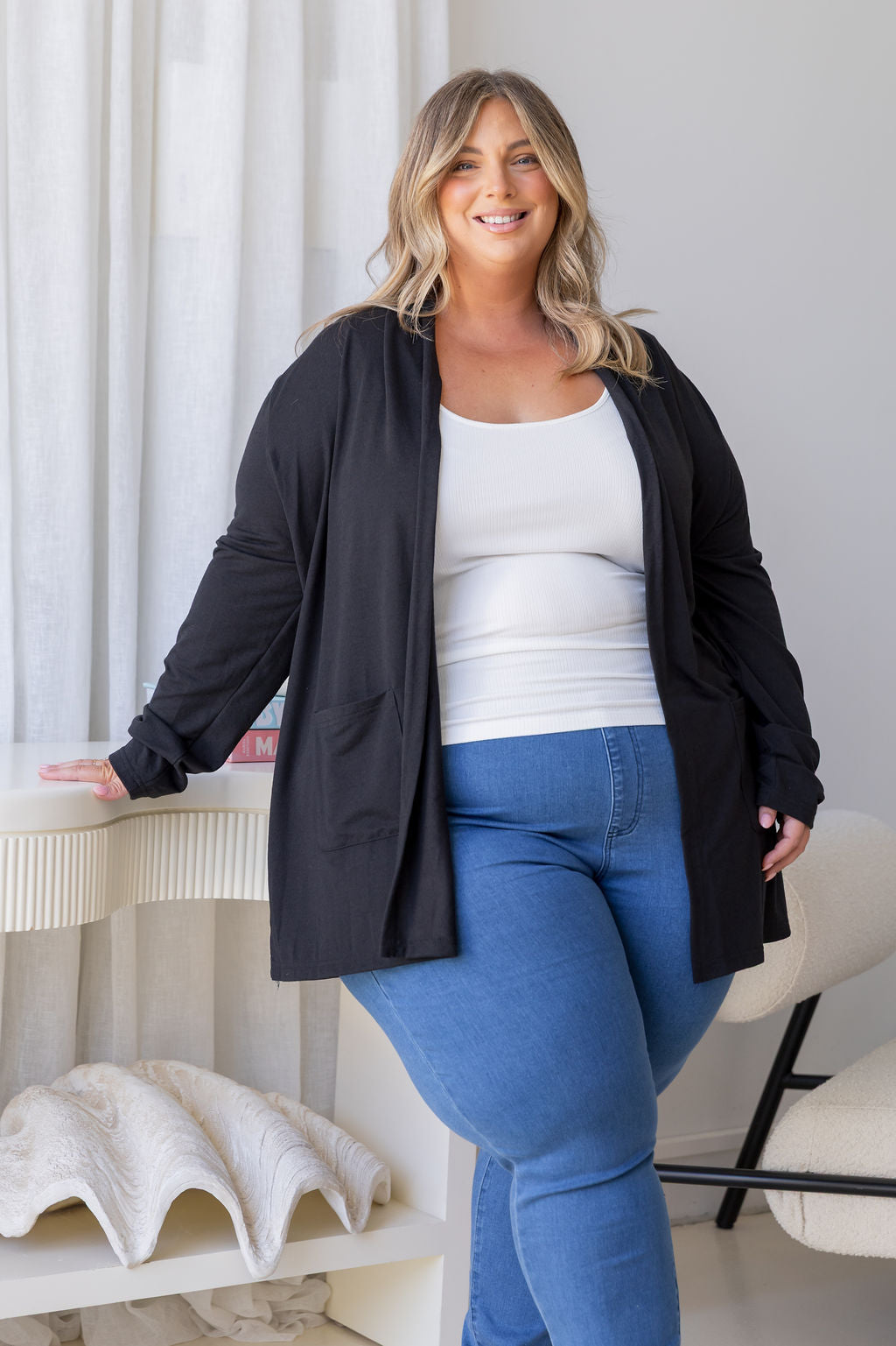 Jane Cardi Short Length in Black
