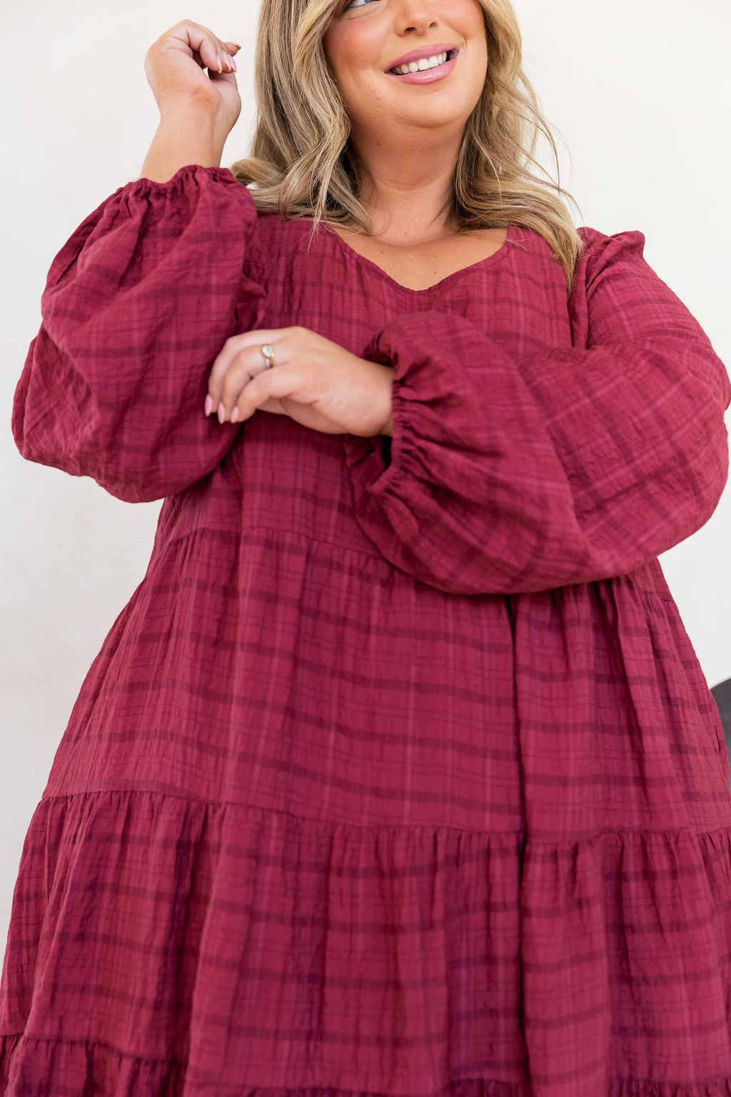 Long Sleeve Greta Dress in Wine