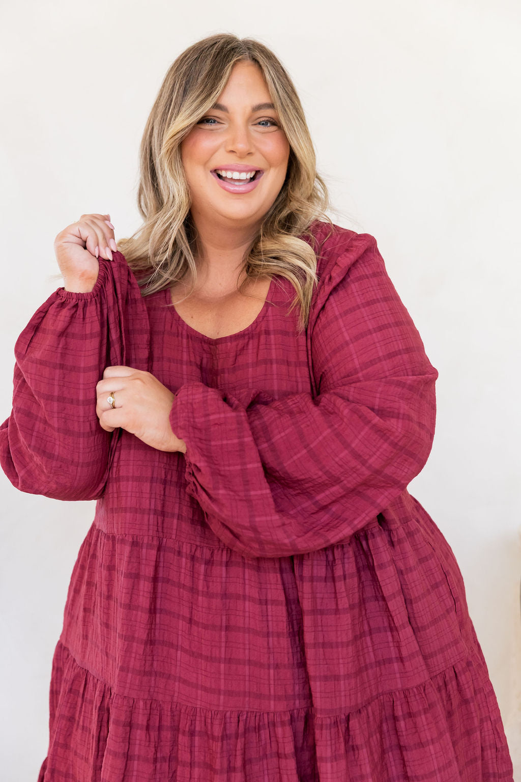 Long Sleeve Greta Dress in Wine