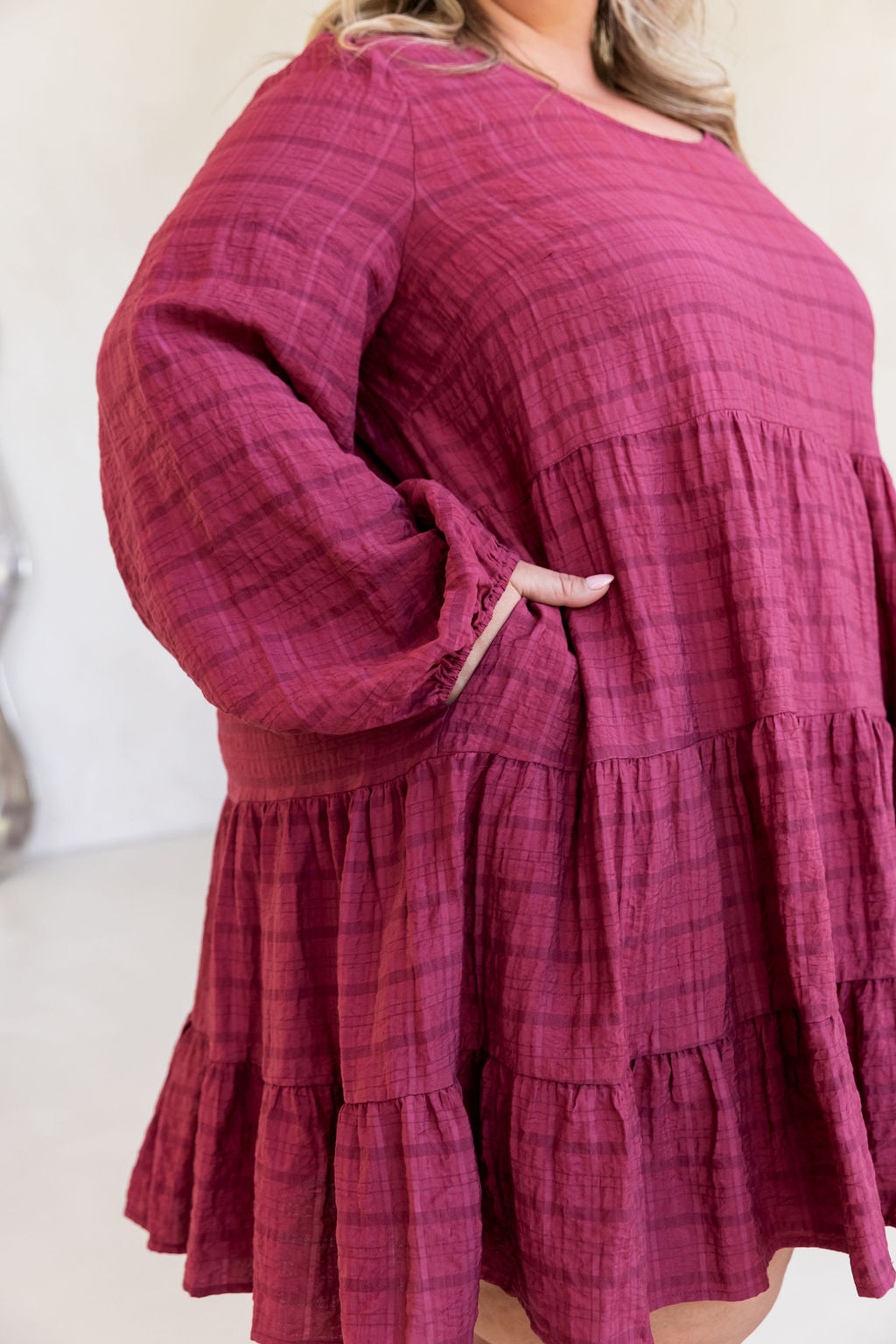Long Sleeve Greta Dress in Wine