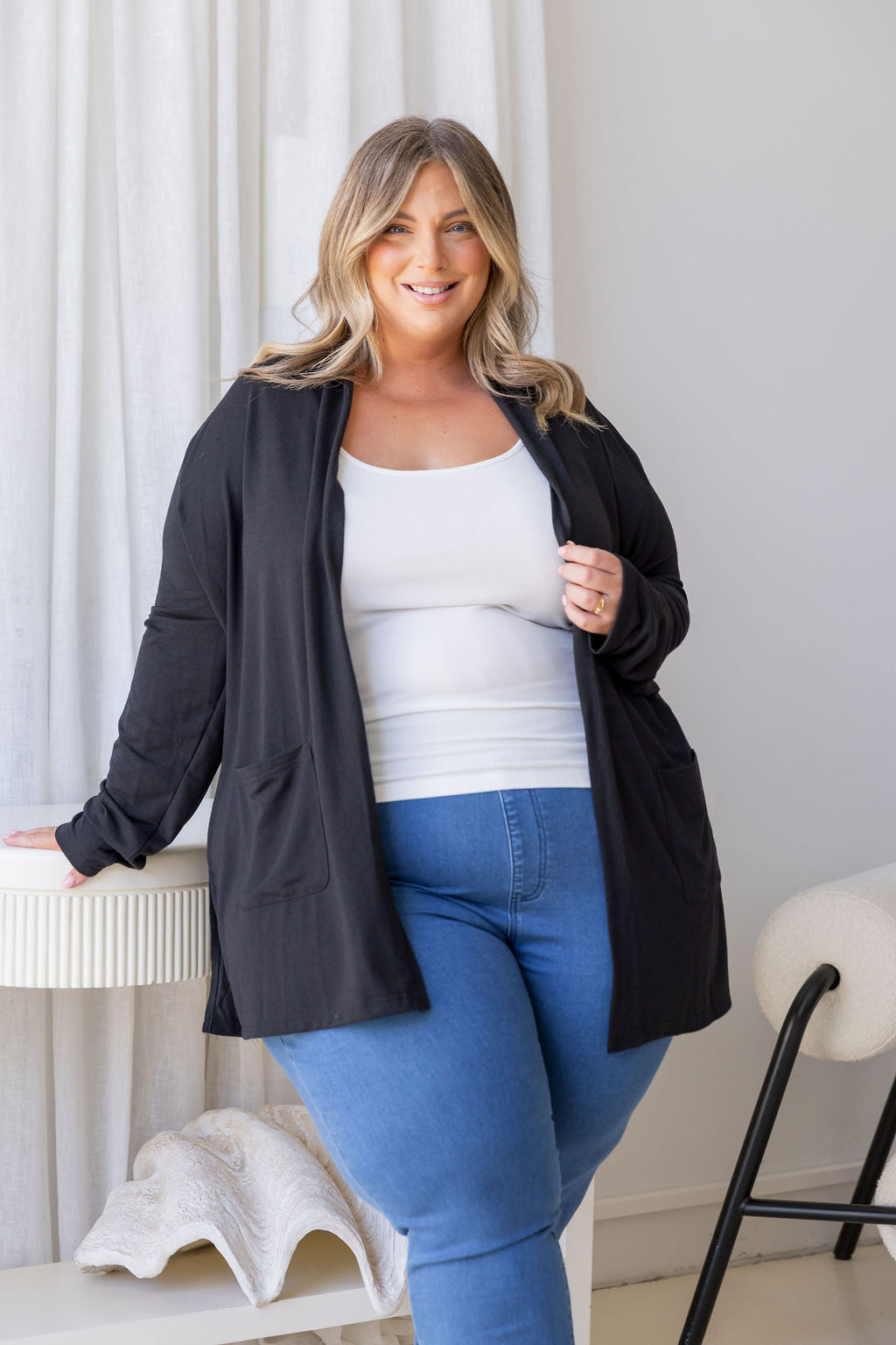 Jane Cardi Short Length in Black