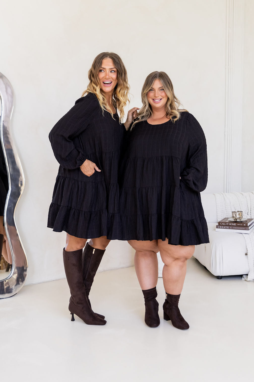 Long Sleeve Greta Dress in Black