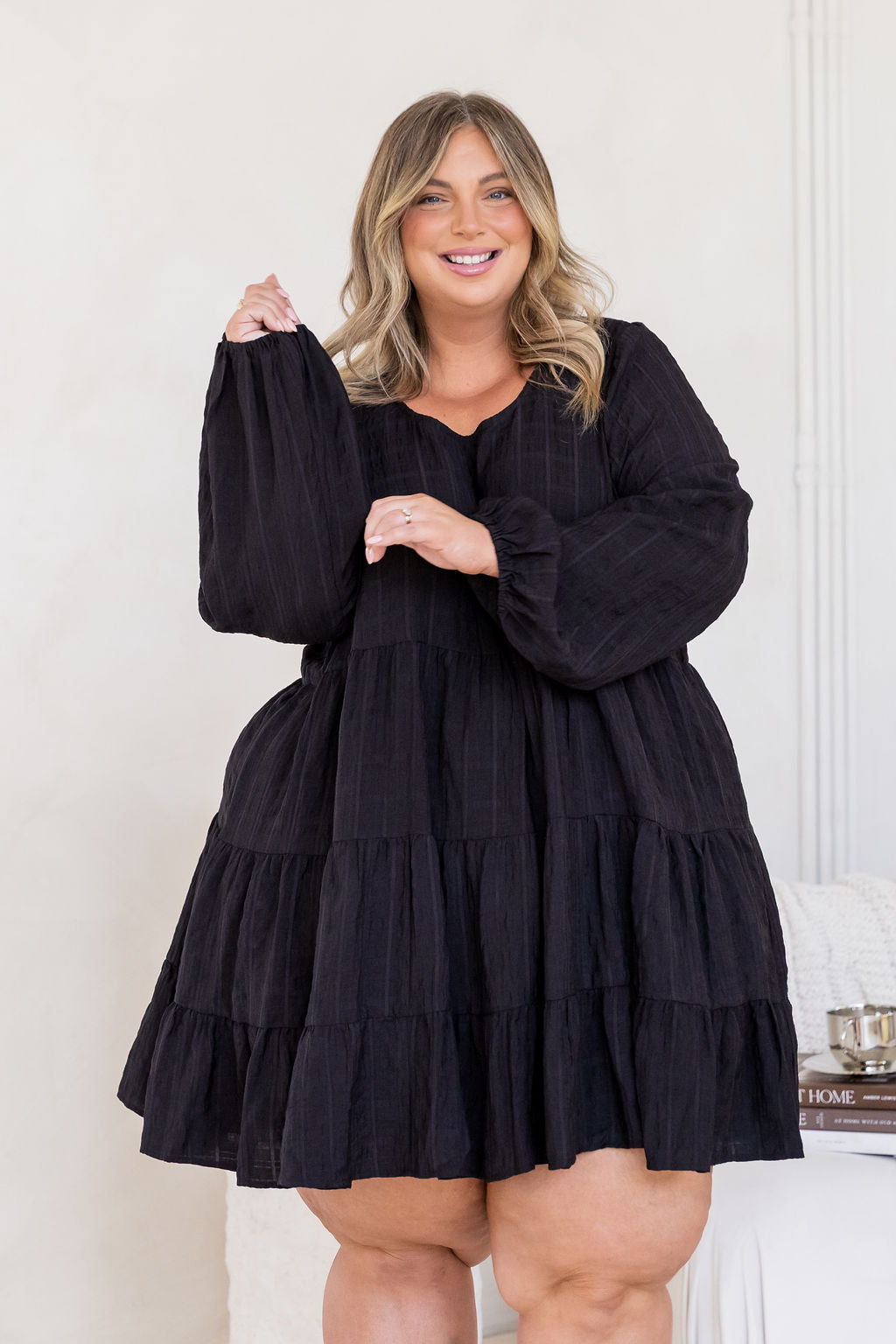 Long Sleeve Greta Dress in Black
