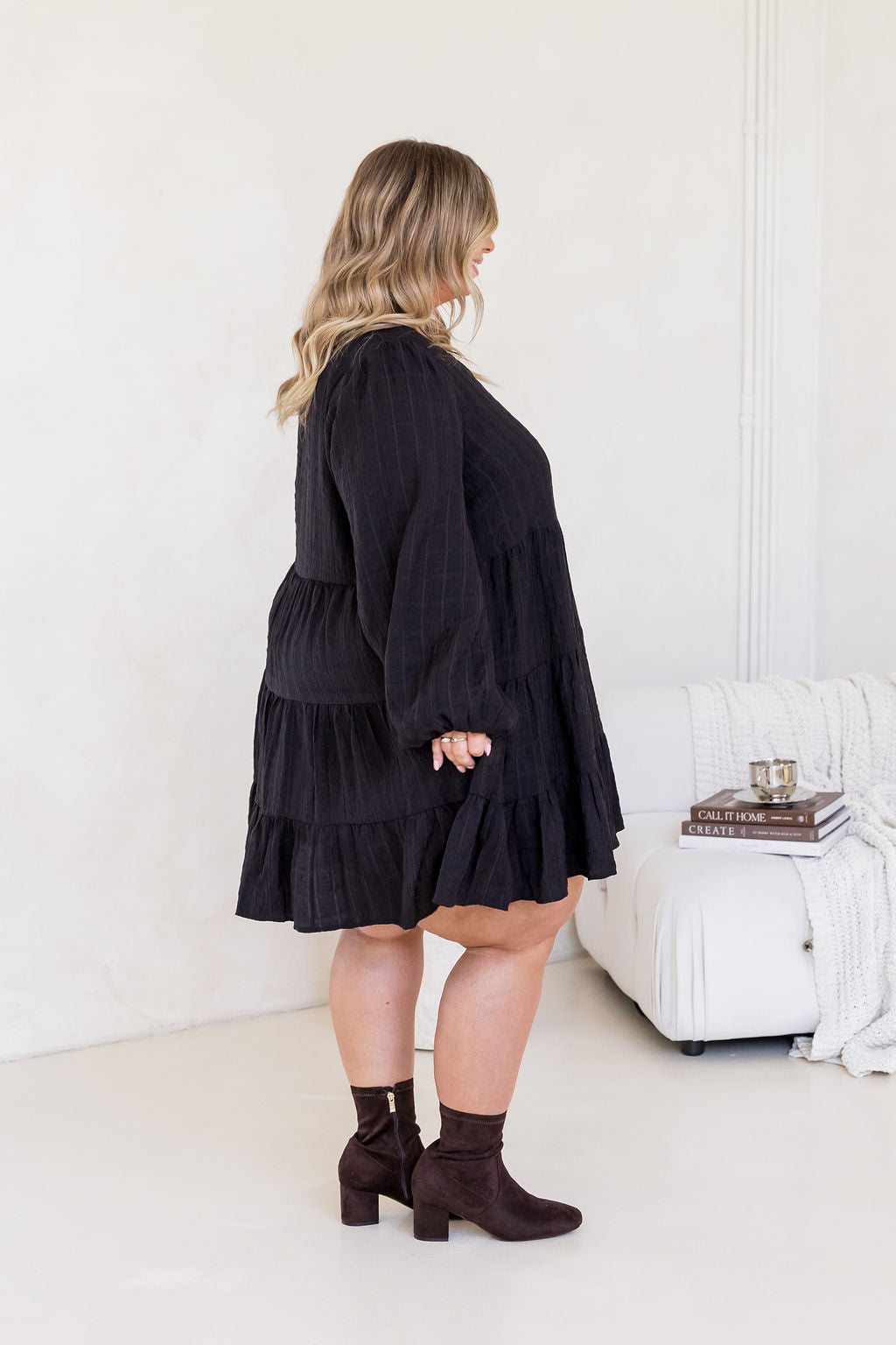 Long Sleeve Greta Dress in Black