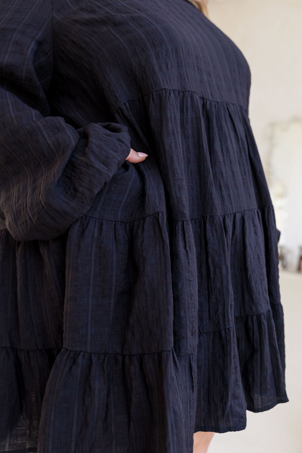 Long Sleeve Greta Dress in Black