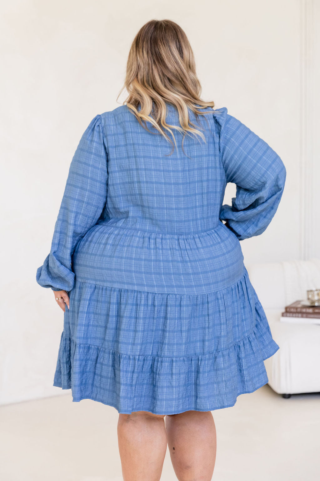 Long Sleeve Greta Dress in Denim Blue