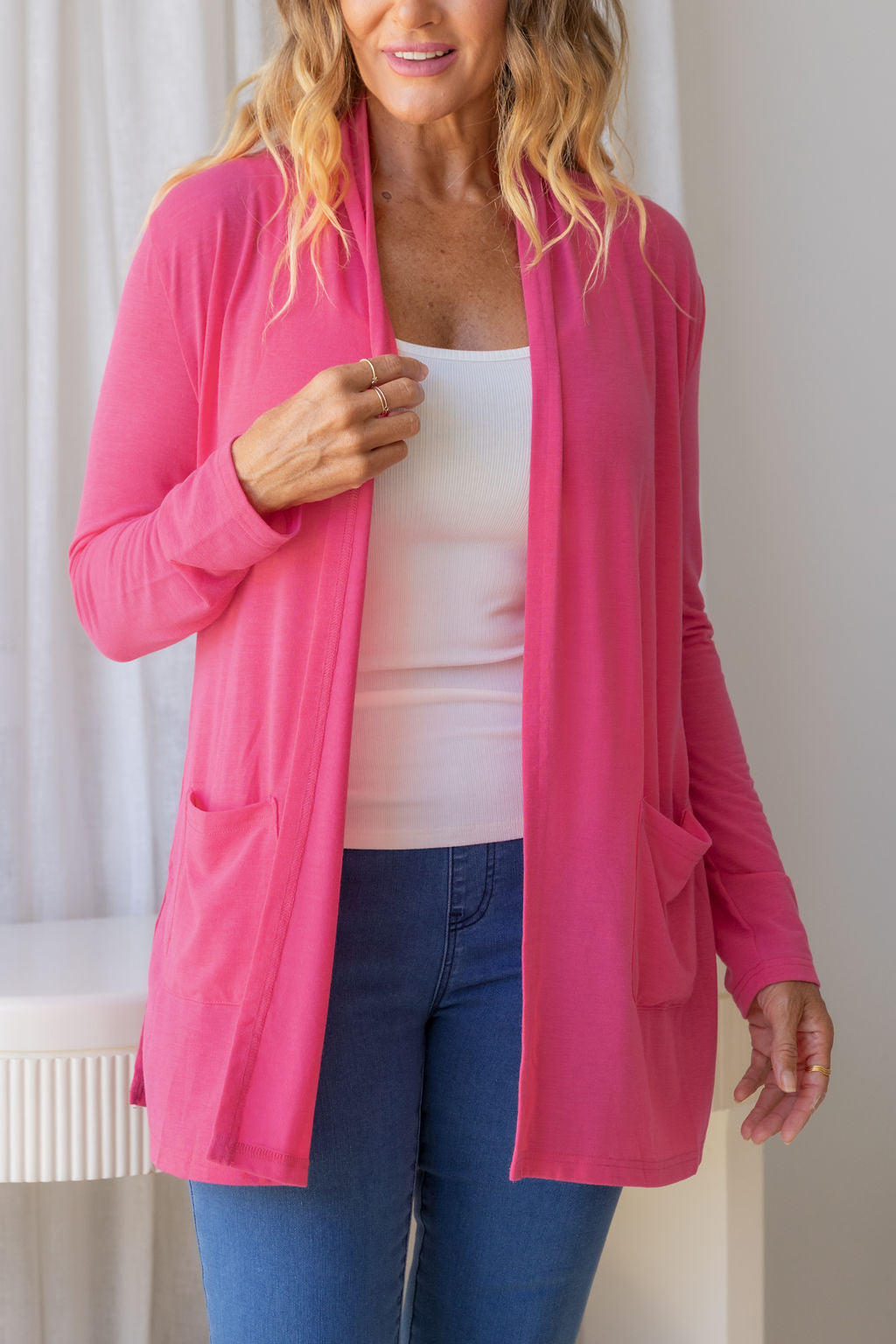 Jane Cardi Short Length in Hot Pink