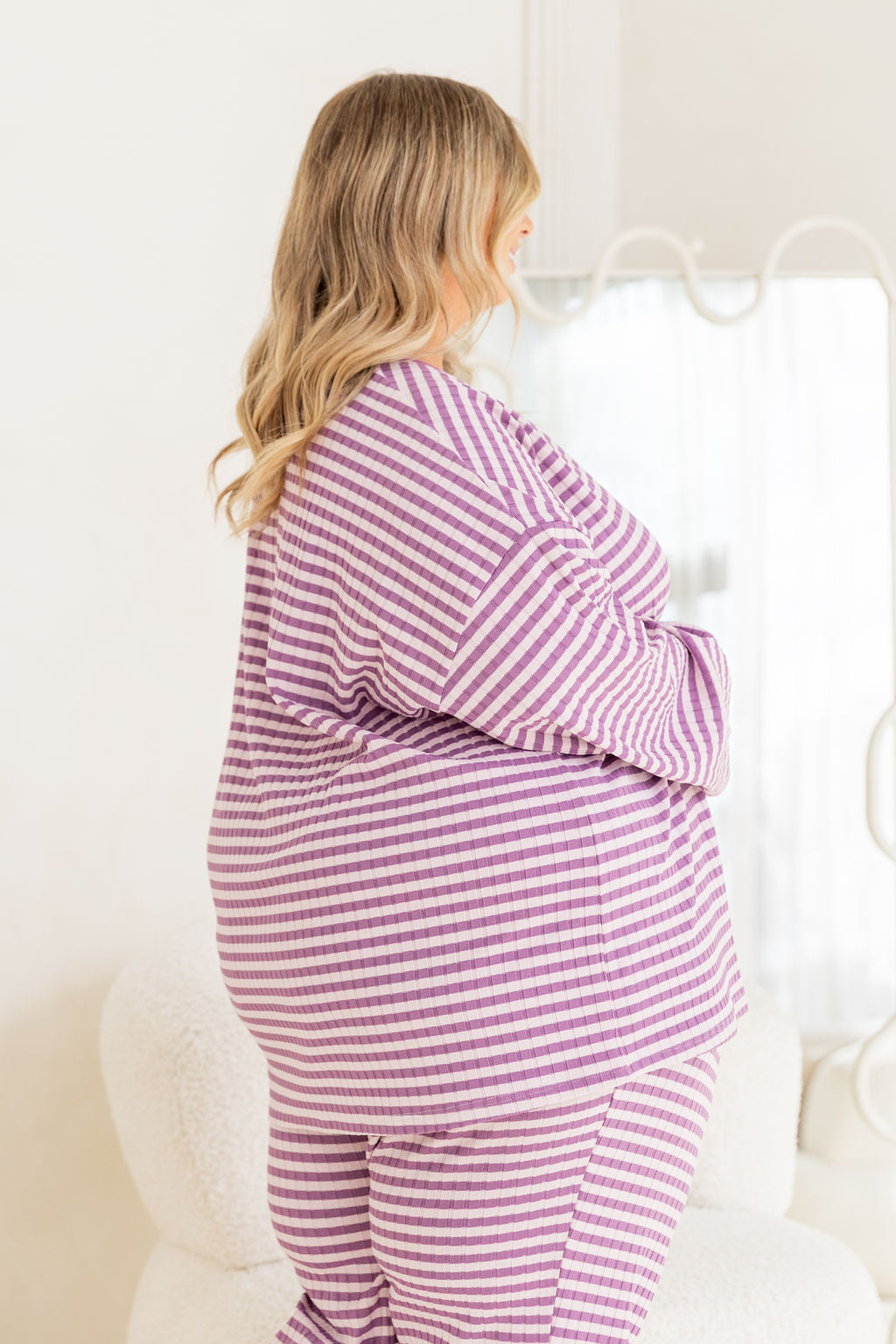 Henry Lounge Knit Top in Purple/Lilac Stripe
