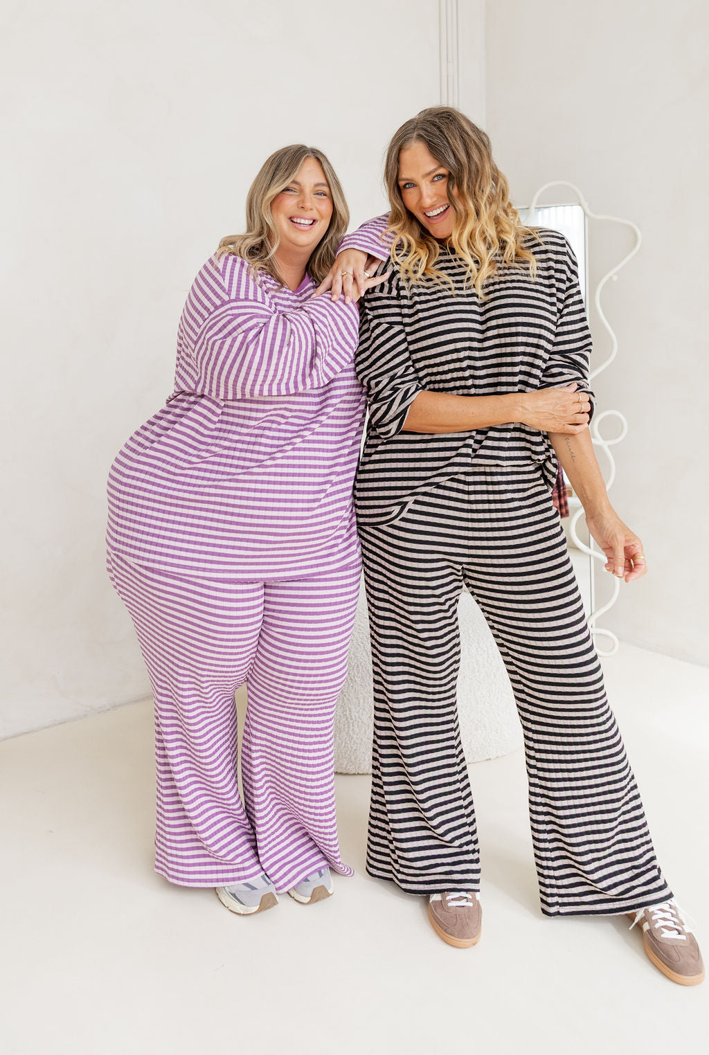 Henry Lounge Knit Pant in Black/Grey Stripe